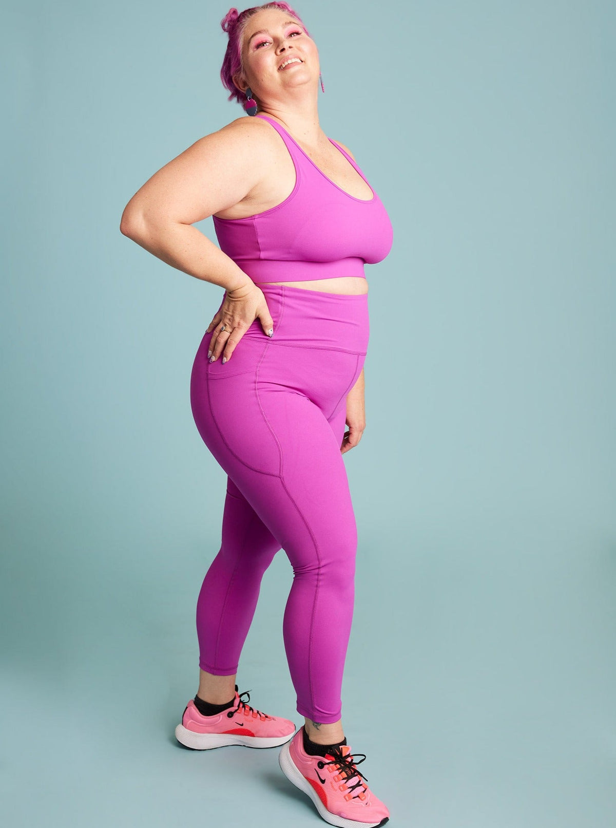 Magical Magenta Everyday Legging - 7/8 length - pink high waisted leggings with tummy control