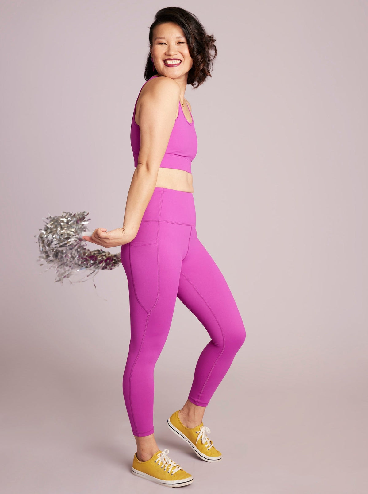 Magical Magenta Everyday Legging - 7/8 length - bright pink high waisted leggings with pockets