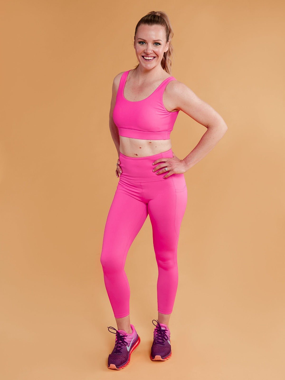 Neon Pink Everyday Legging - 7/8 length - 7/8 length petite leggings for women