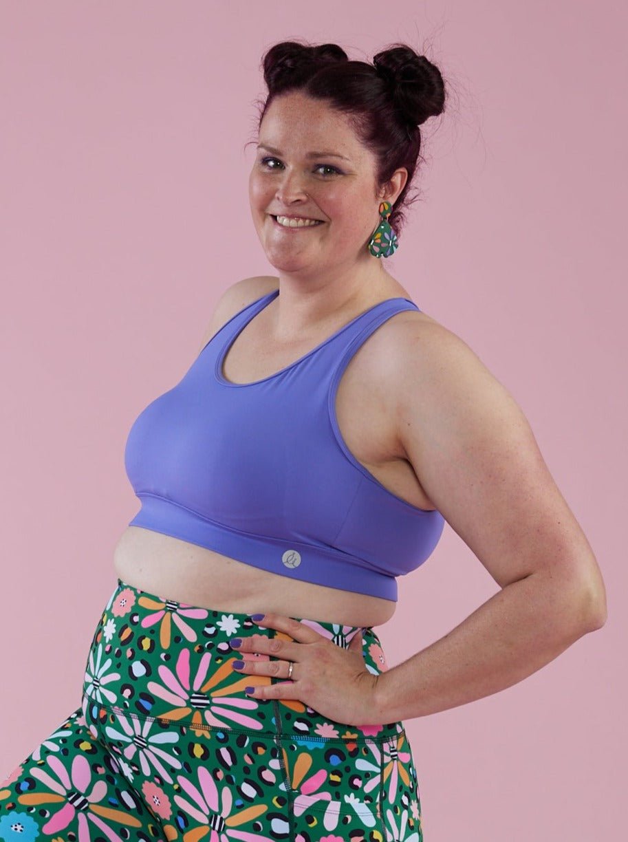 Periwinkle Purple Be Free Hooked Sports Bra - high impact running crop for plus size