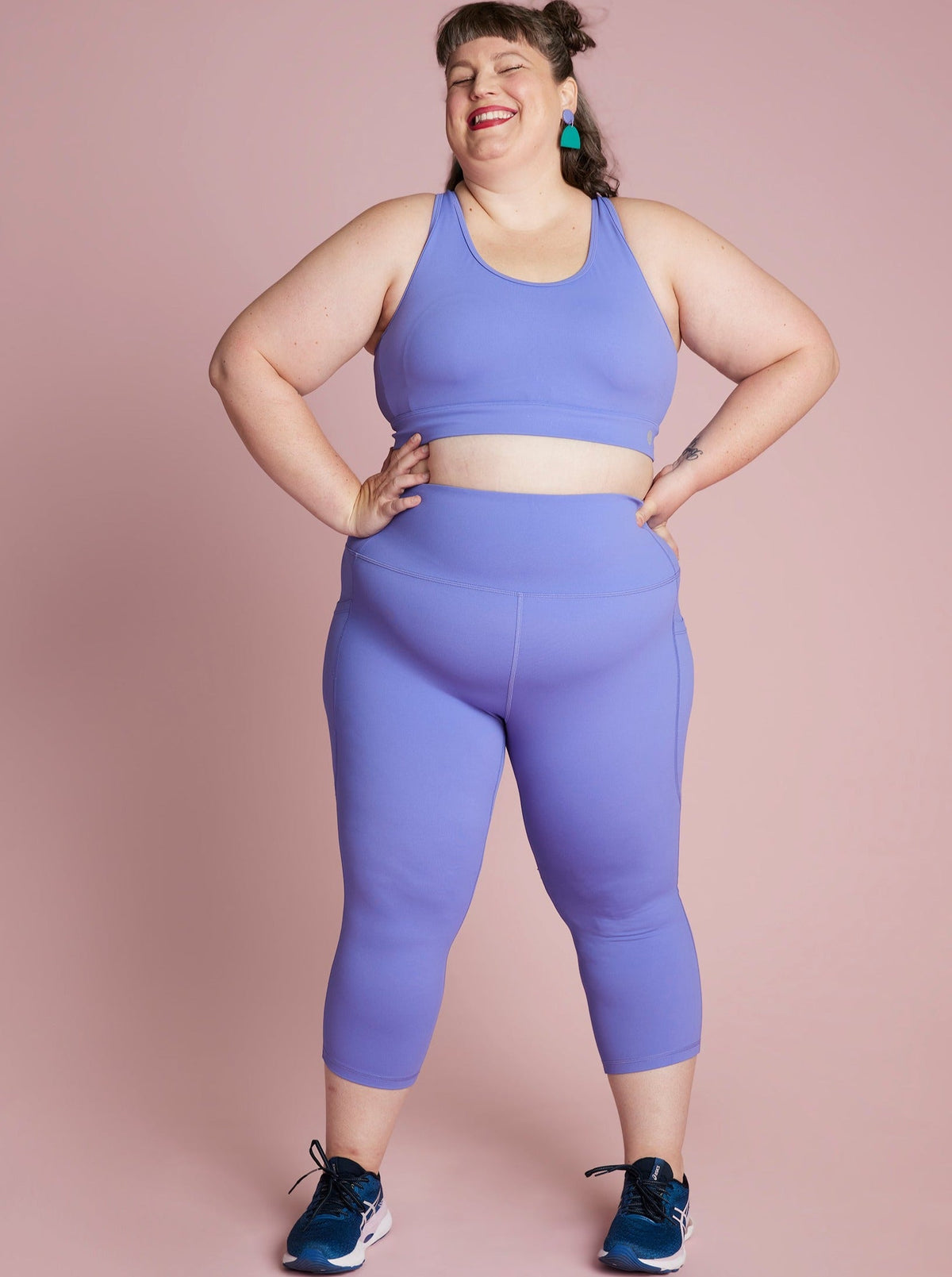 Periwinkle Purple Everyday Cropped Legging - 3/4 length - plus size purple gym tights