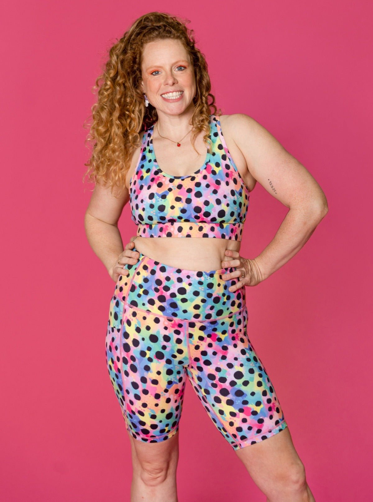 Polka Party Everyday Biker Shorts - extra high waisted biker shorts
