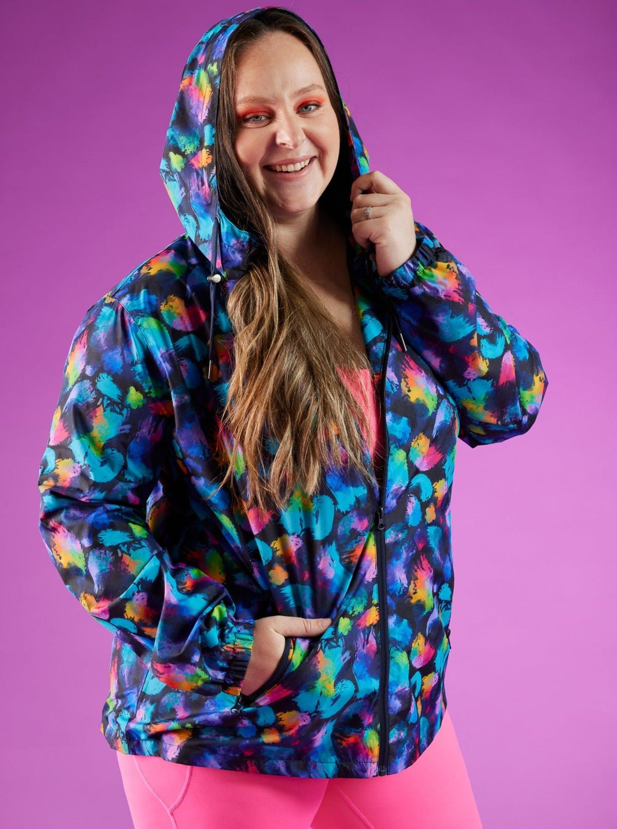 Rainbow Splatter Spray Jackets - Adults - waterproof jacket with hood