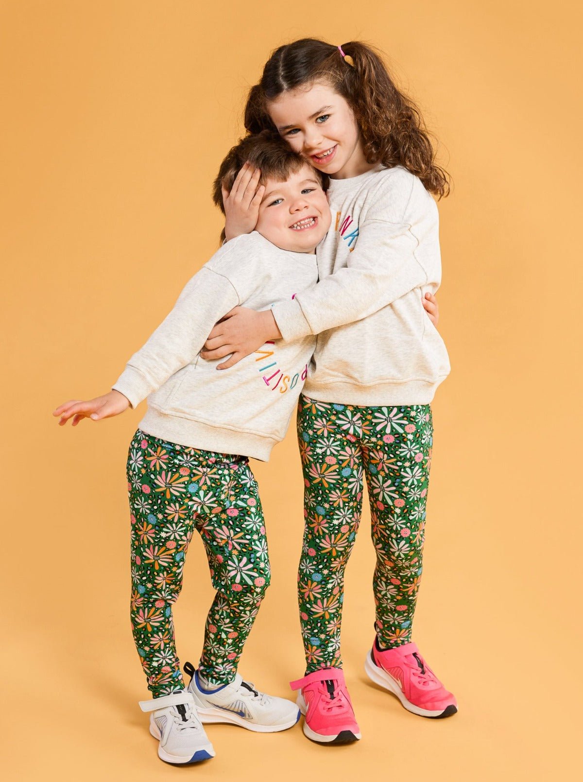 Wild Flower - Bamboo Kids Leggings - brother sister matching outfits