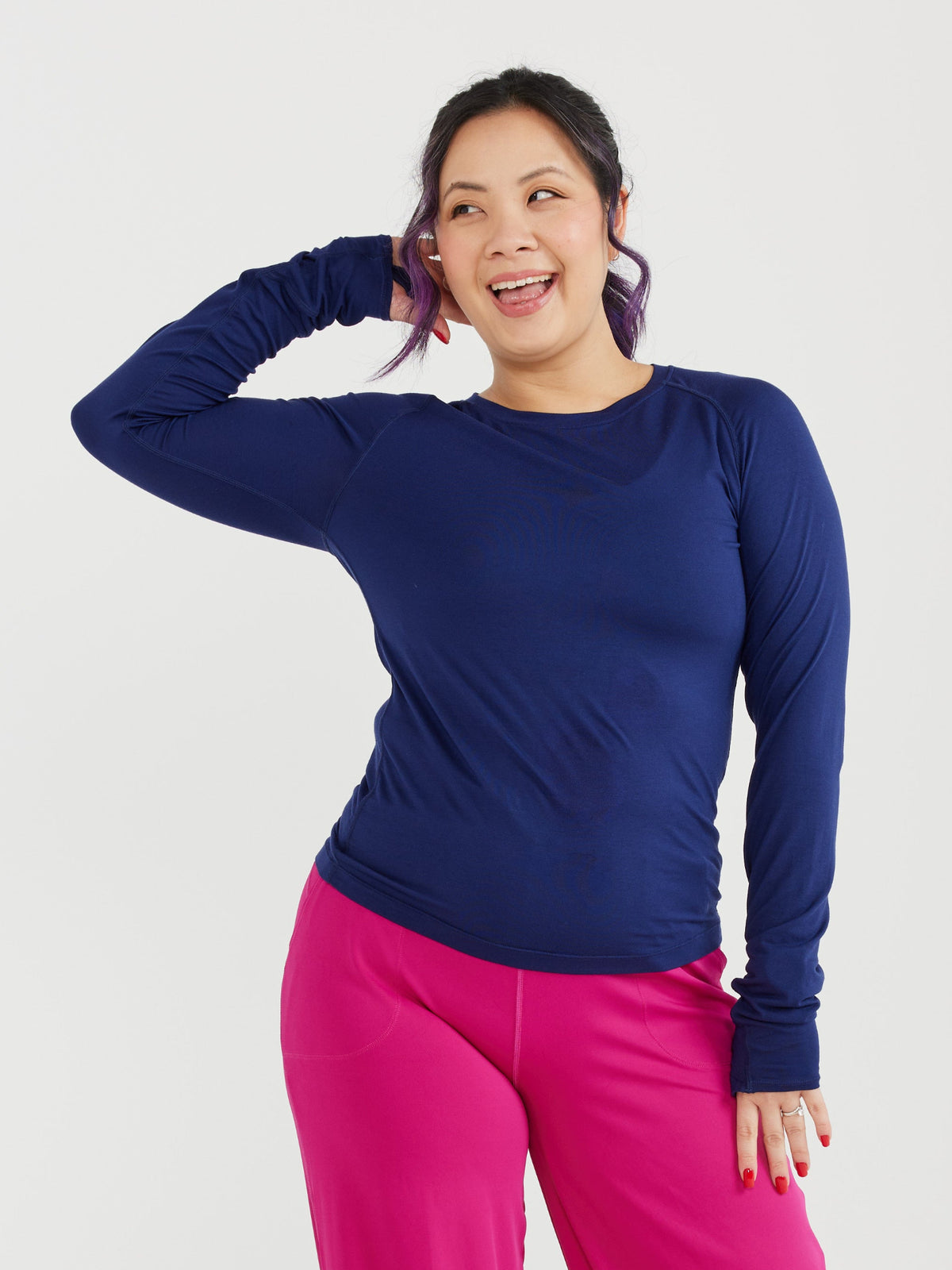 Studio Long Sleeve Top - Navy