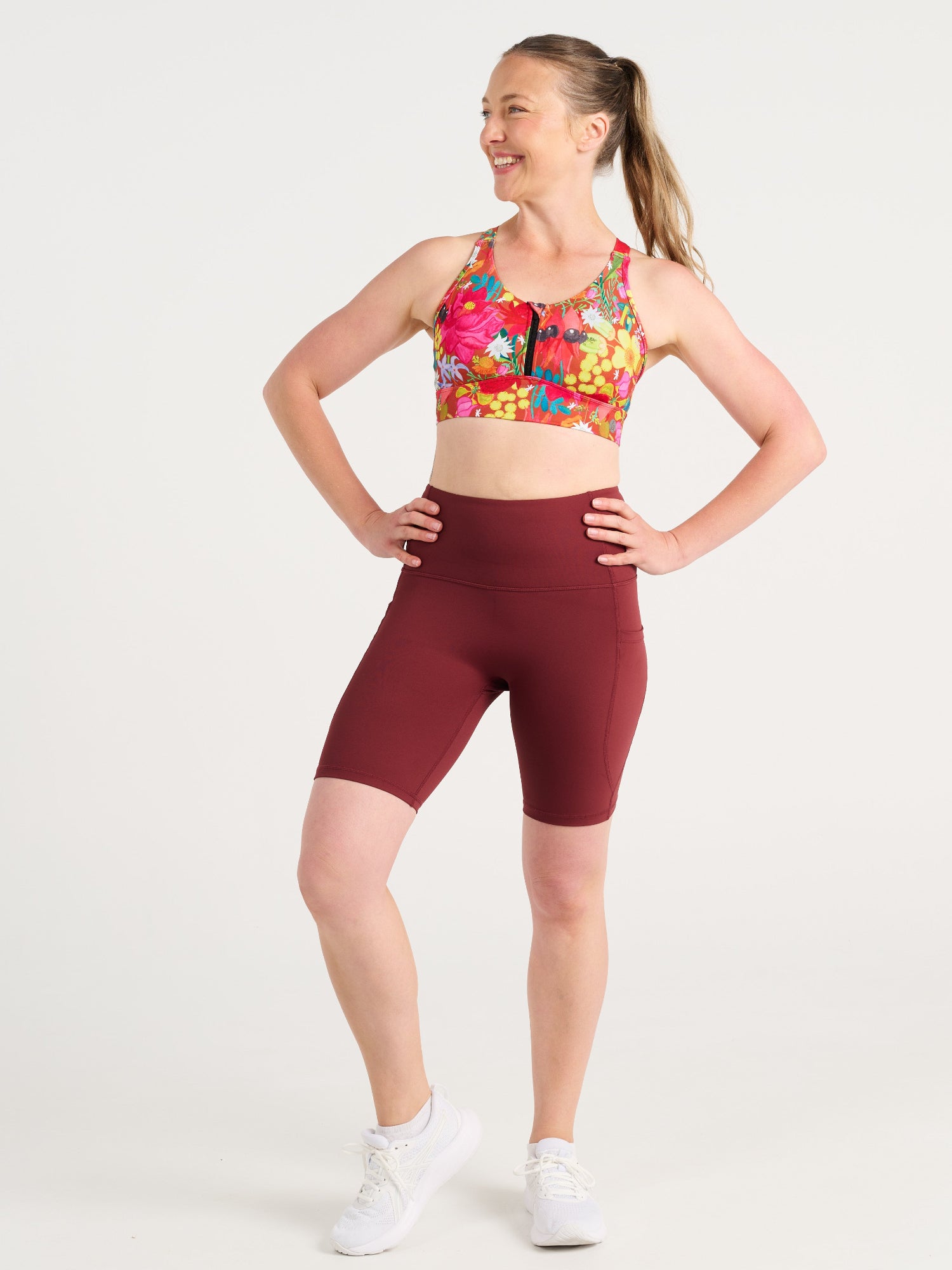 Cherry Choc SleekFit Bike Shorts, worn by Jen
