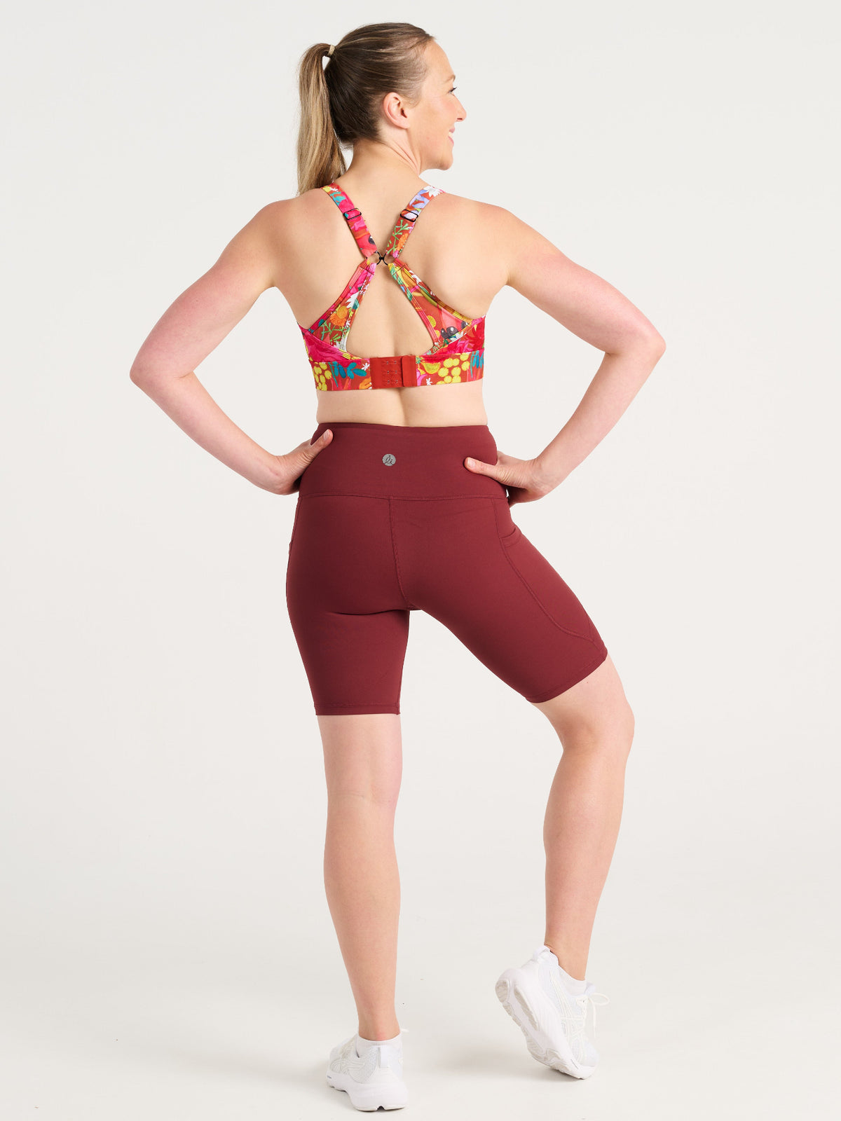 Cherry Choc SleekFit Bike Shorts, worn by Jen