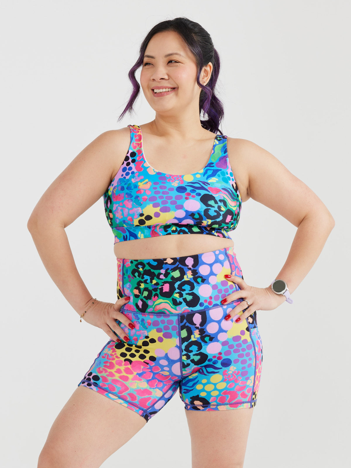 Electric Leopard Active Swim Crop