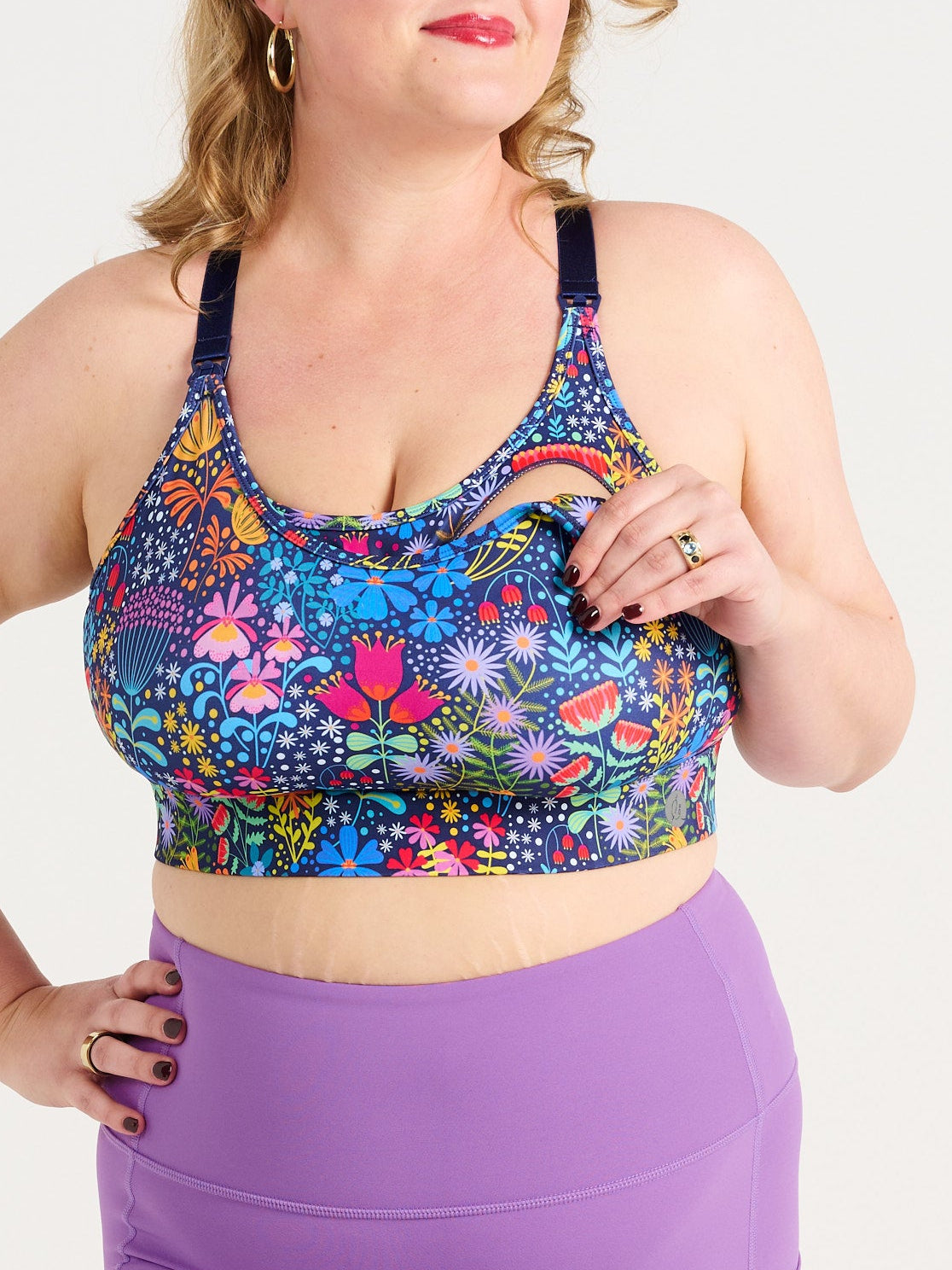 Ellie's Garden Miracle Nursing Sports Bra, worn by Ruby