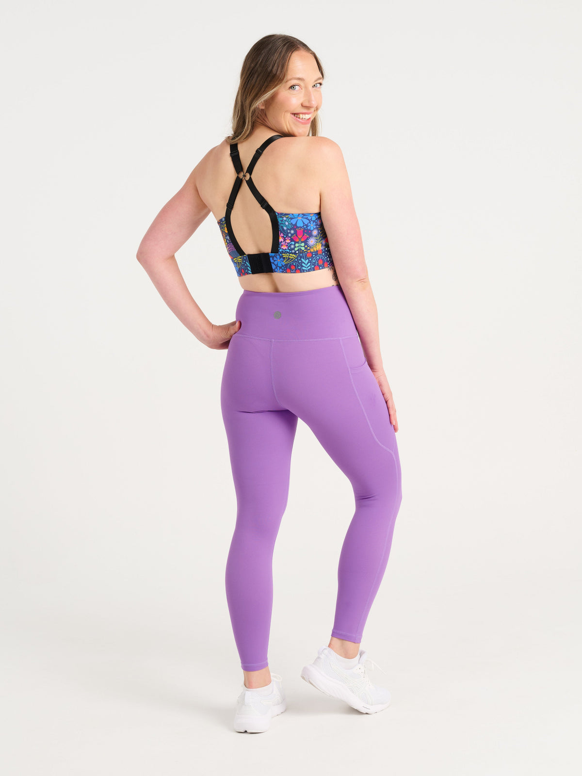 Dusty Grape SleekFit Legging, 7/8-length, worn by Jen