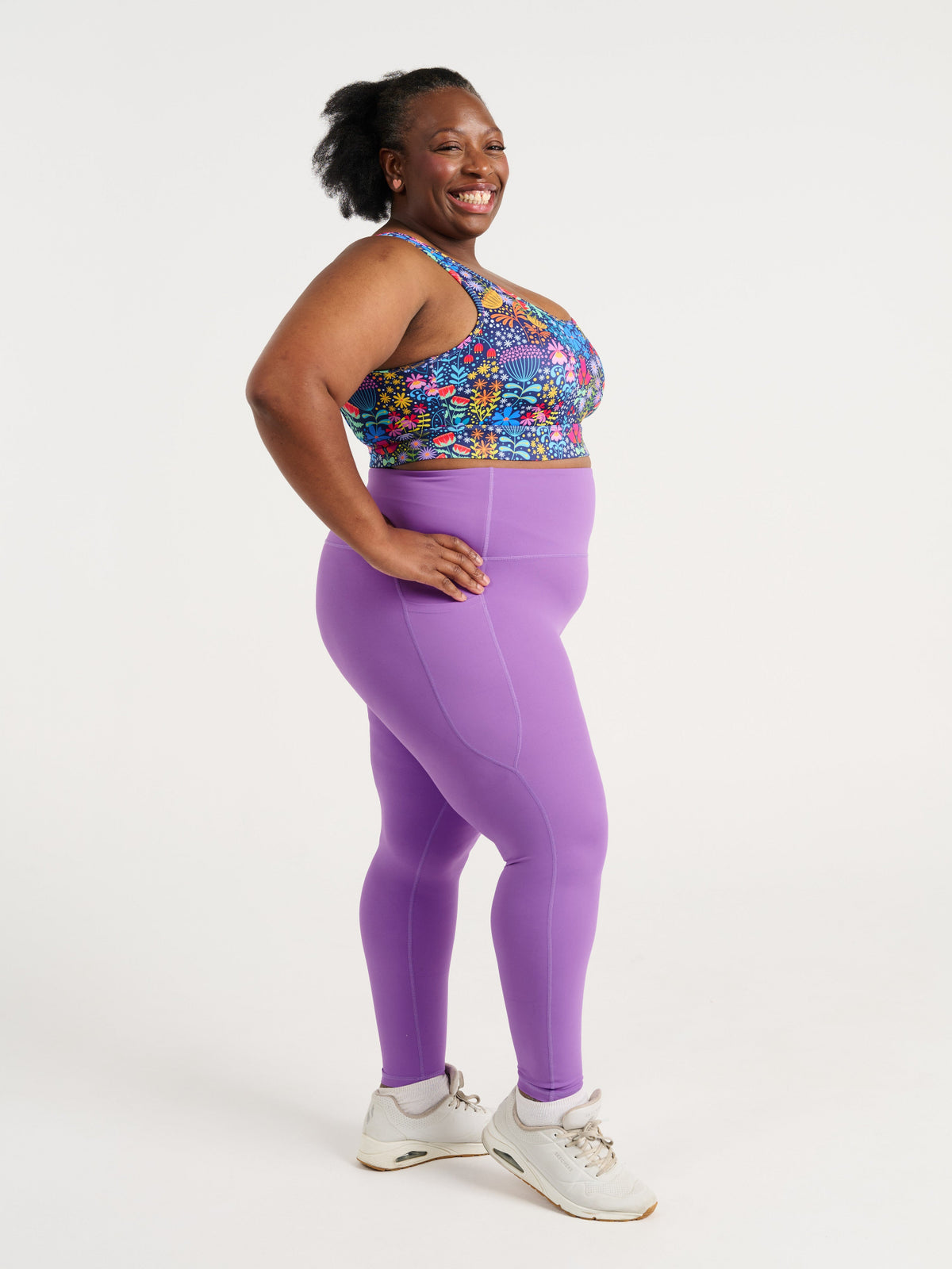 Dusty Grape SleekFit Legging, 7/8-length, worn by Zee