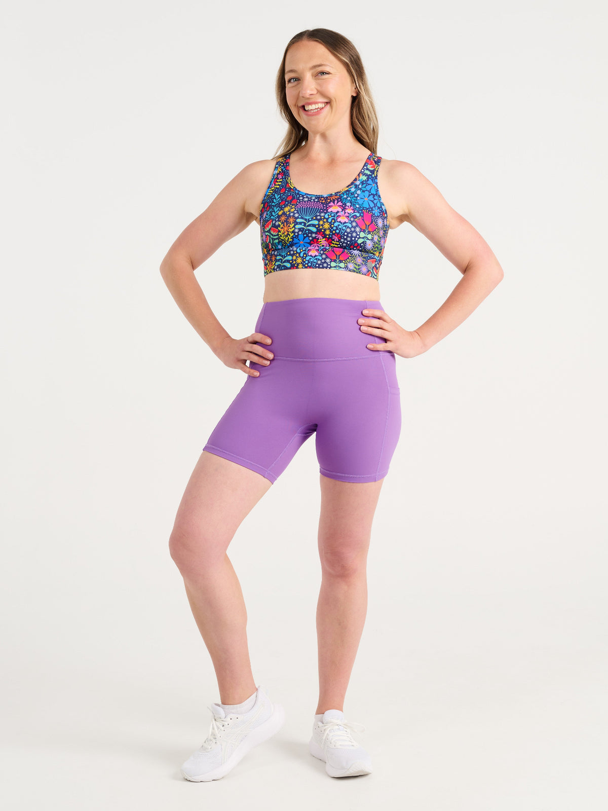 Dusty Grape SleekFit Shortie Bike Shorts, worn by Jen