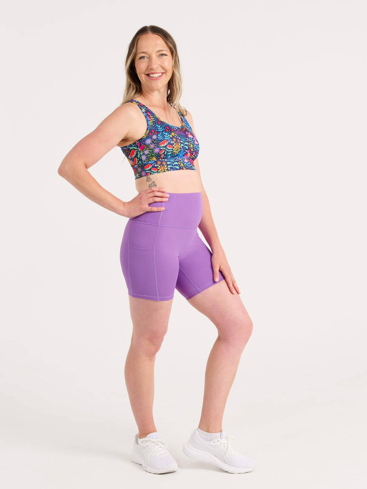 Dusty Grape SleekFit Shortie Bike Shorts, worn by Jen