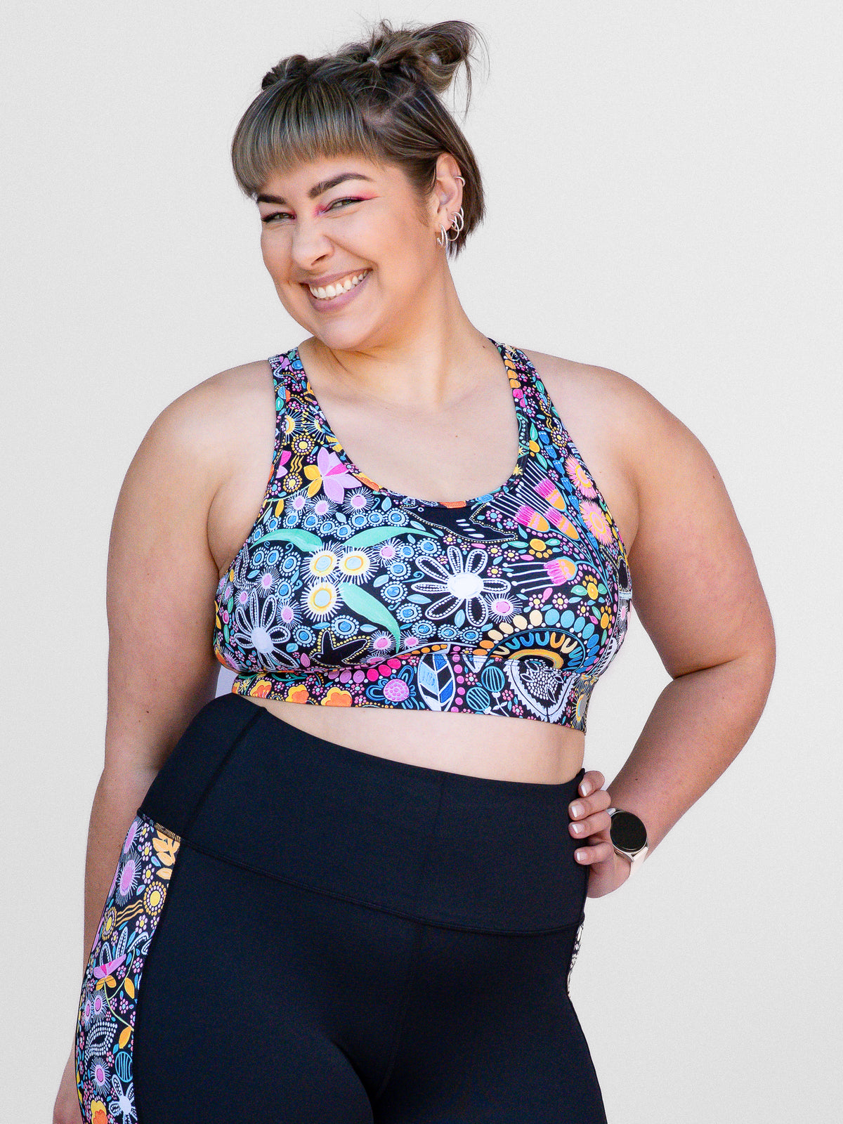 Coastal Wildflowers Be Free Hookback Sports Bra