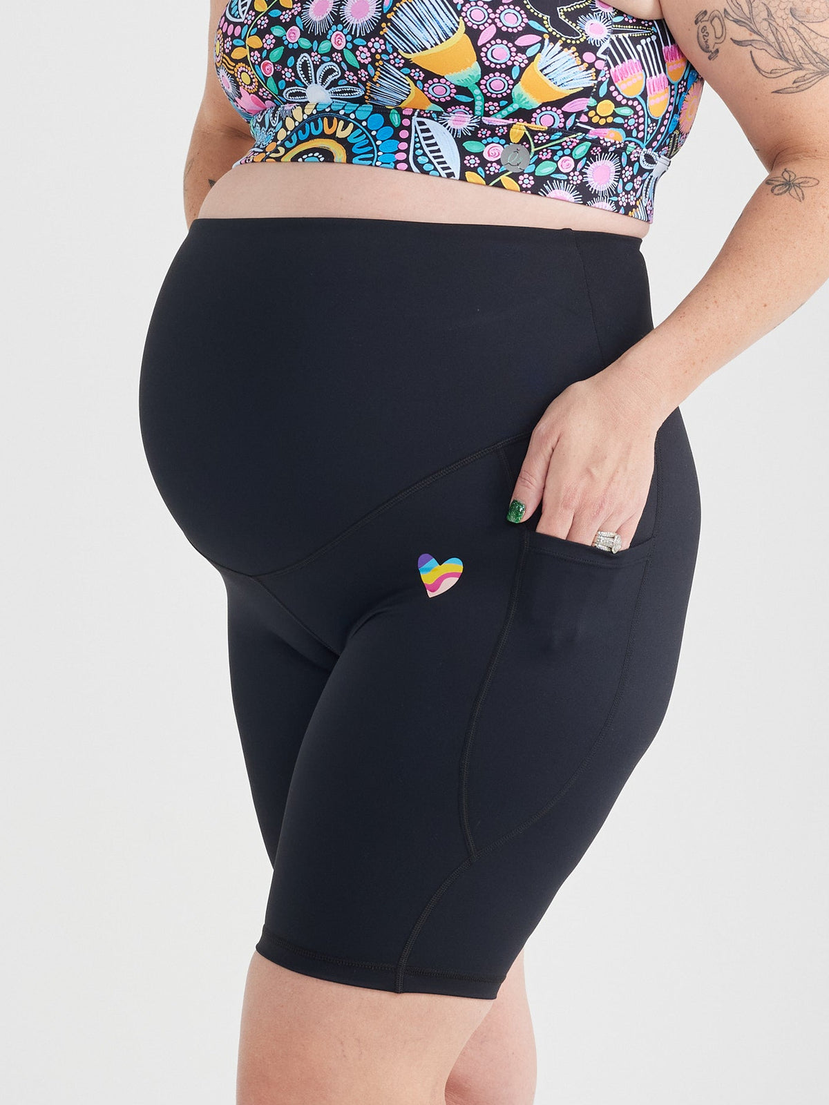 Rainbow at Heart Maternity Bike Shorts