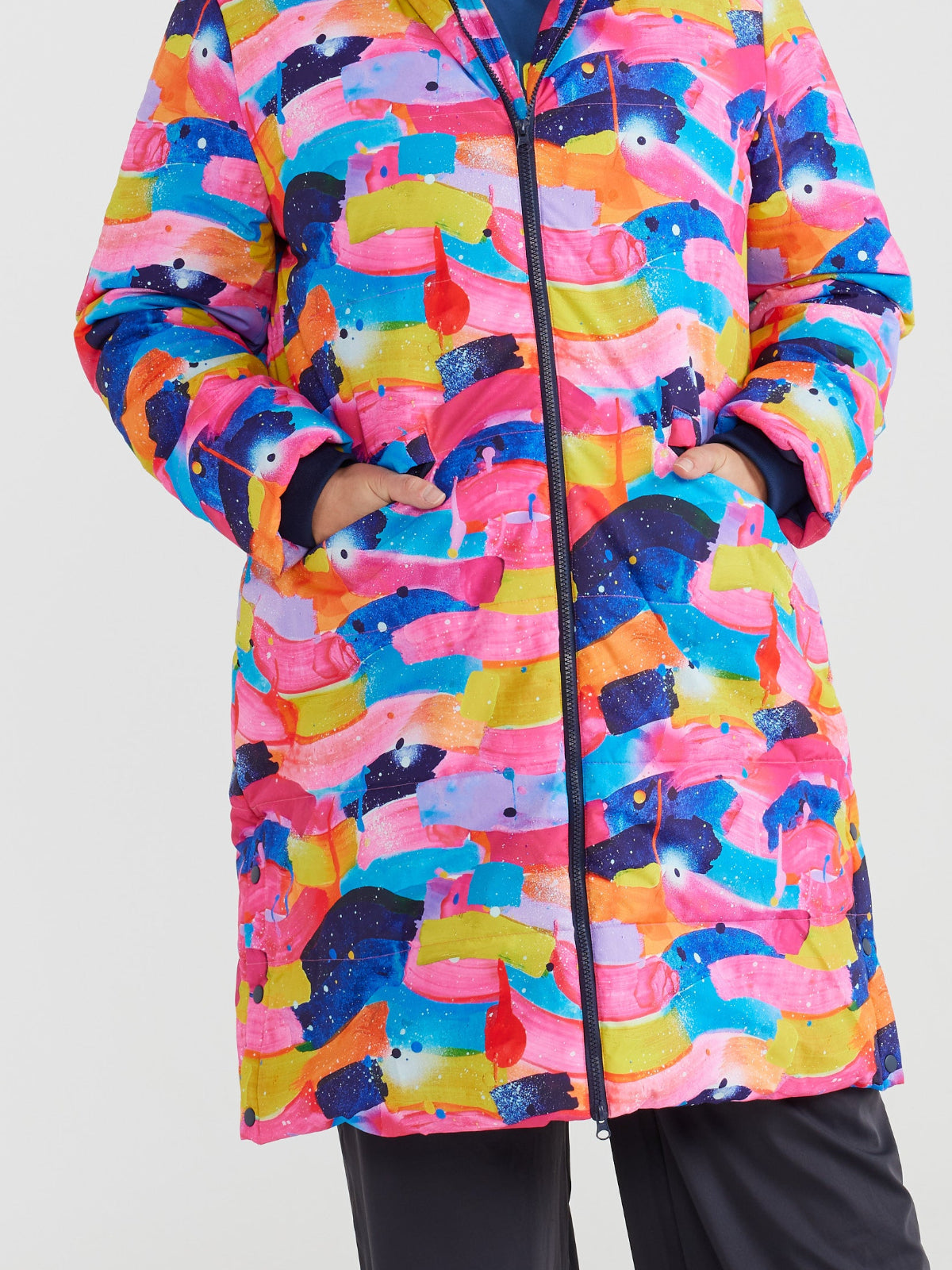 Neon Flow Longline Hooded Puffer Jacket (PREORDER)