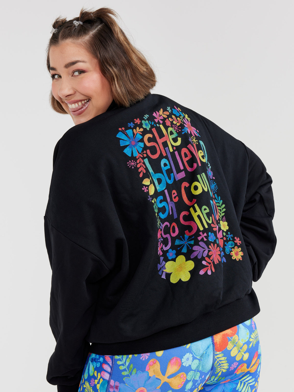 She Believed FlexiZip Sweatshirt - Black