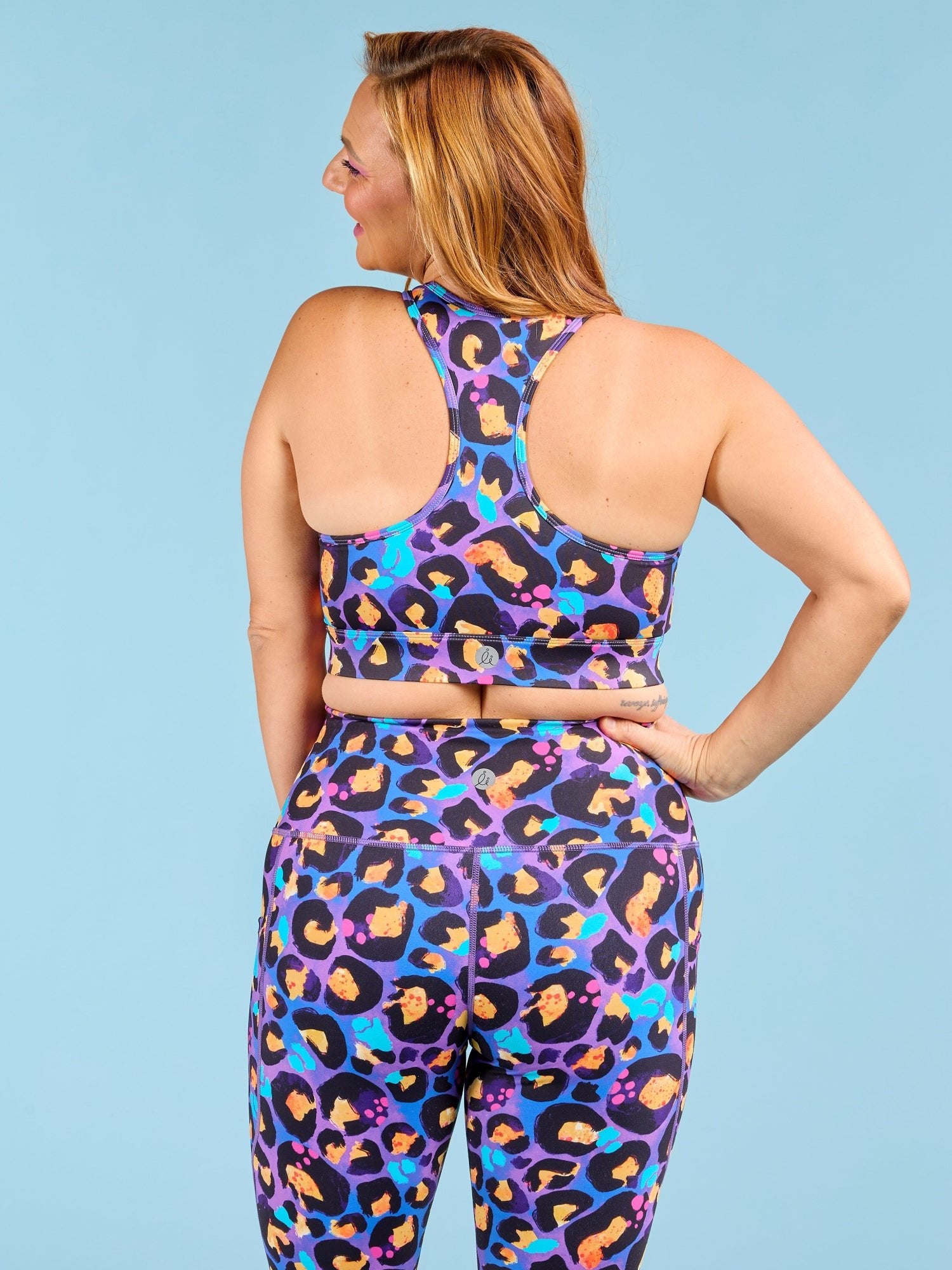 Berry Leopard Ultimate Racerback Crop - Racerback crop made from recycled plastic bottles