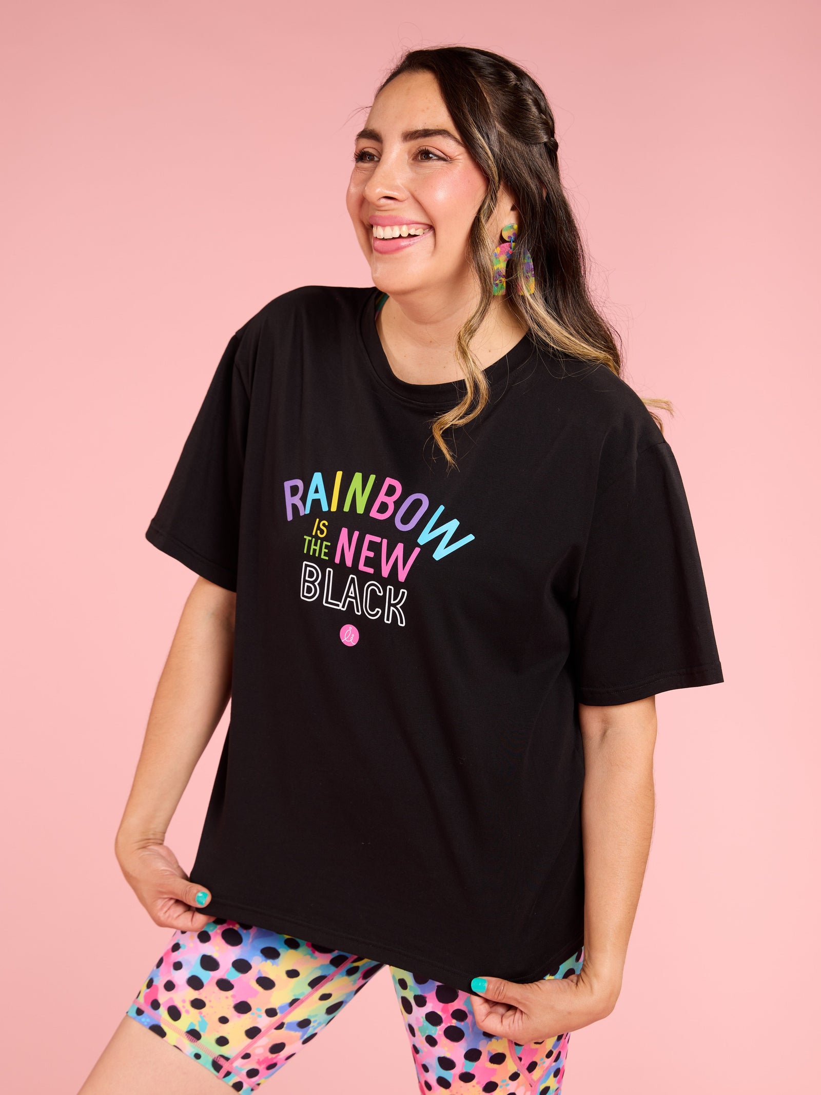 Black BoxFit Positivi-Tee - ‘RAINBOW Is The New Black’ - relaxed fit slogan tee