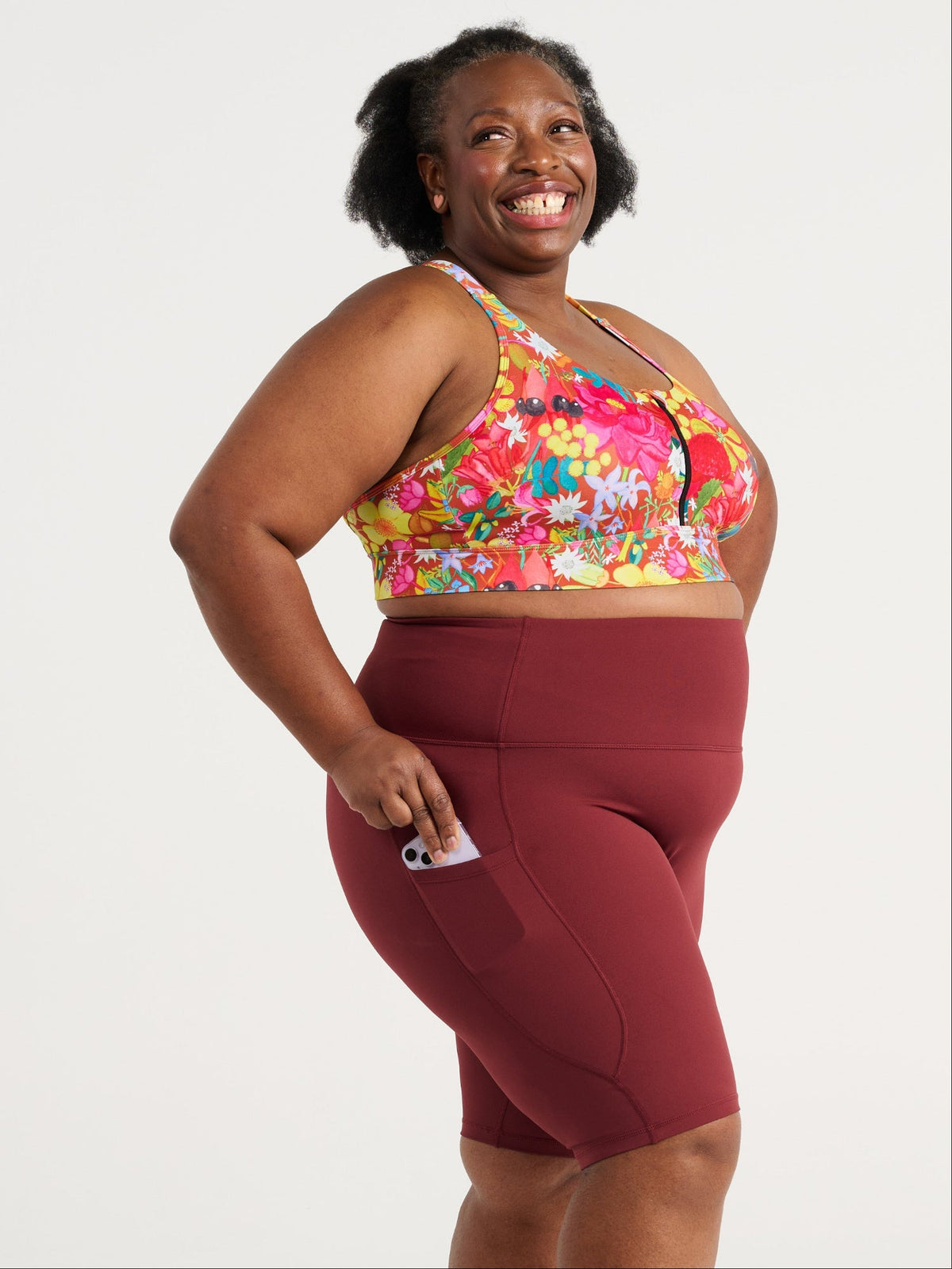 Cherry Choc SleekFit Bike Shorts, worn by Zee