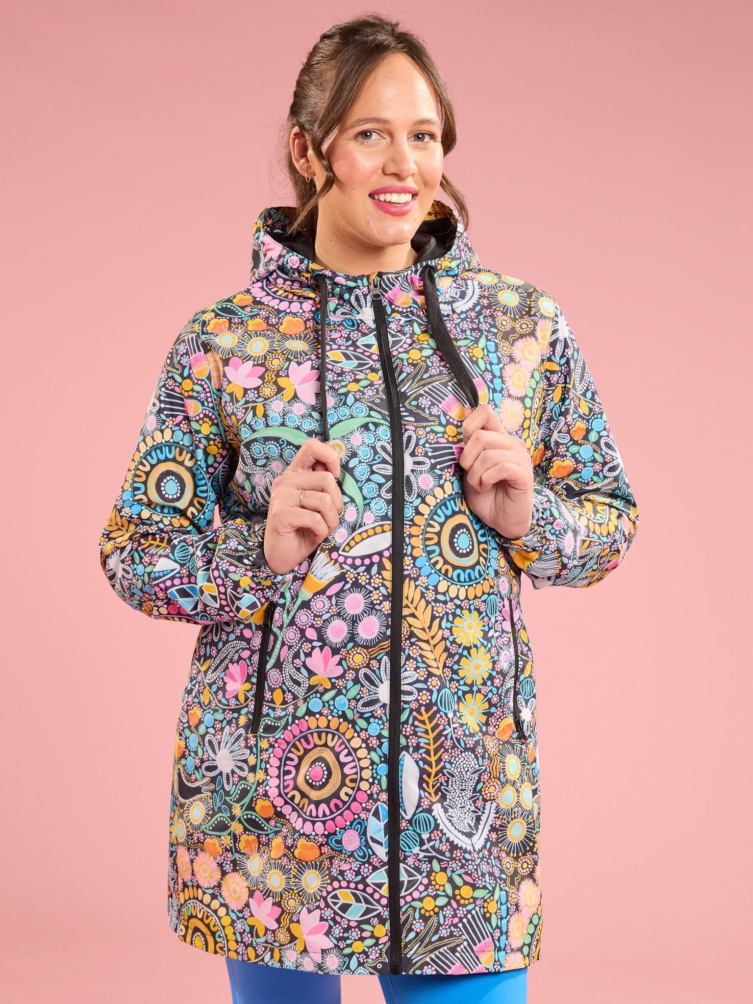 Longline Women's Raincoat Coastal Wildflowers Mama Movement