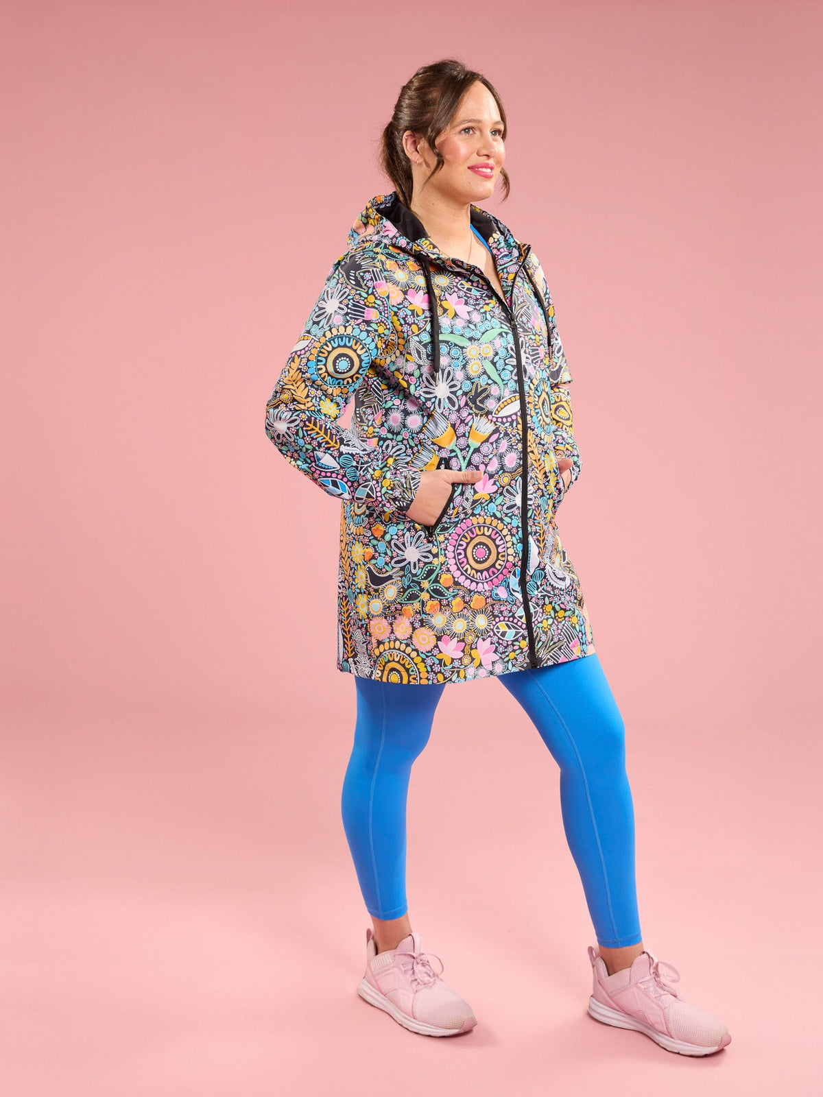 Coastal Wildflowers Longline Raincoat