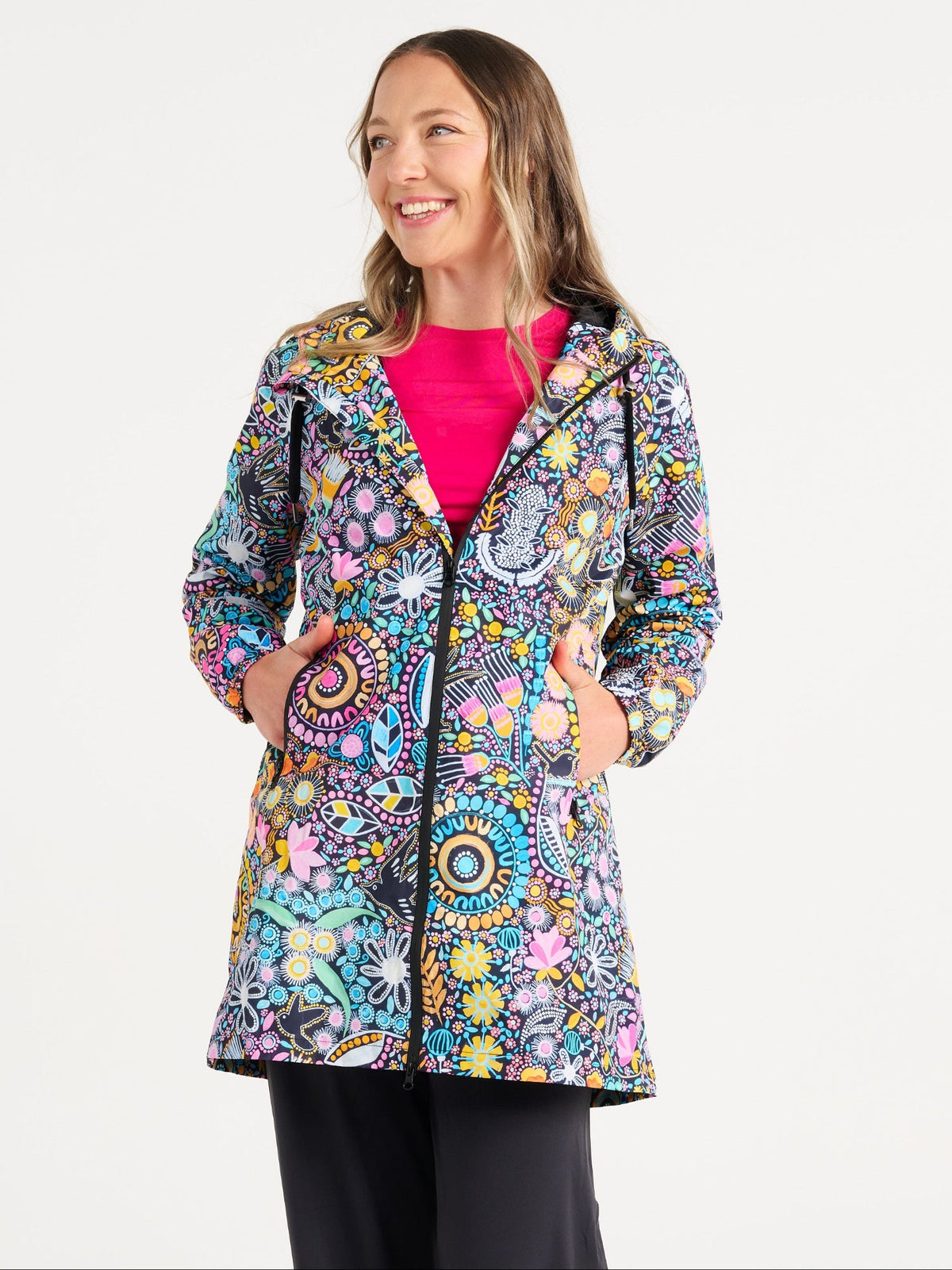 Coastal Wildflowers Longline Raincoat
