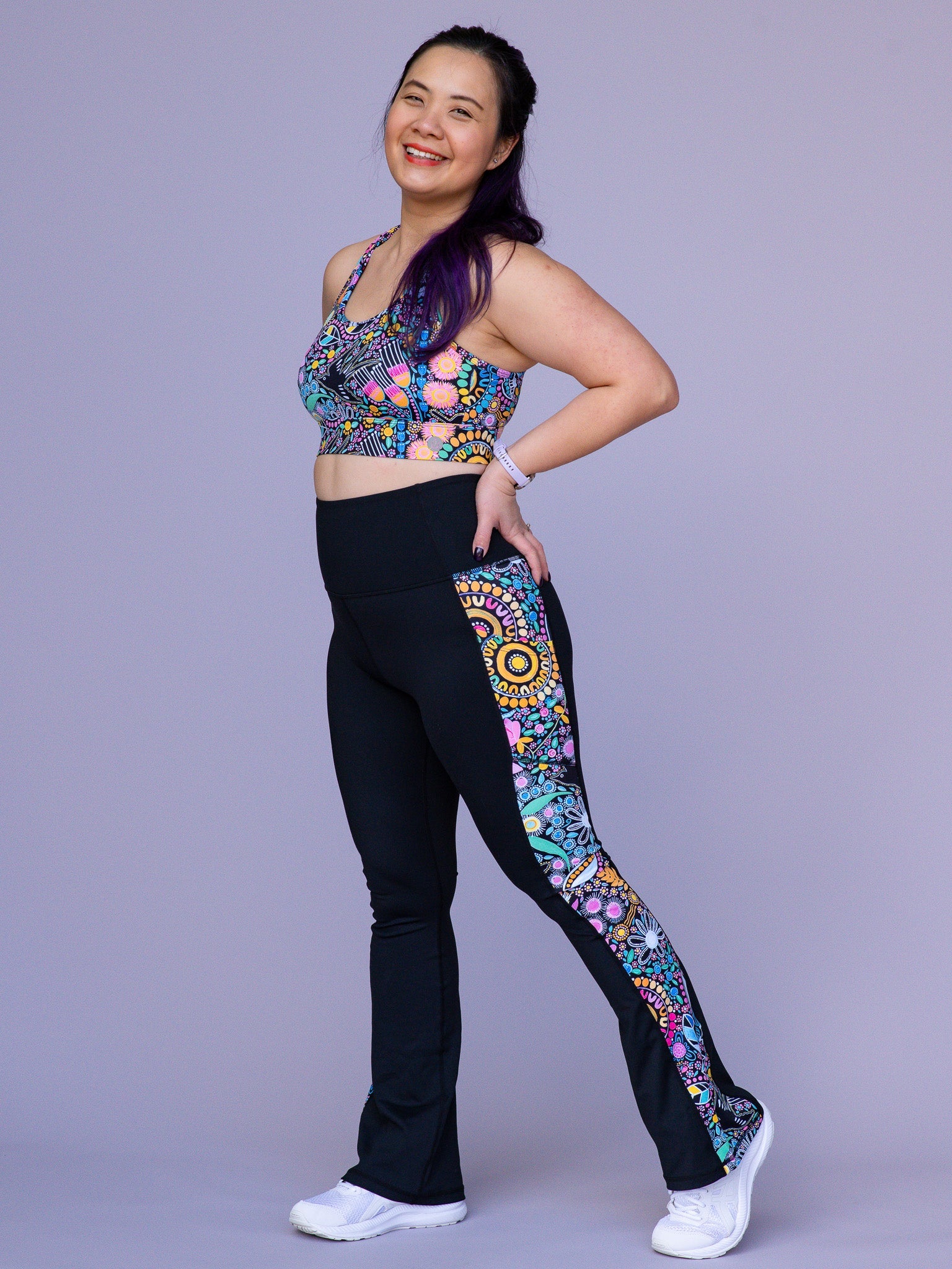 Coastal Wildflowers - Power Flare Legging - high waited leggings with pockets