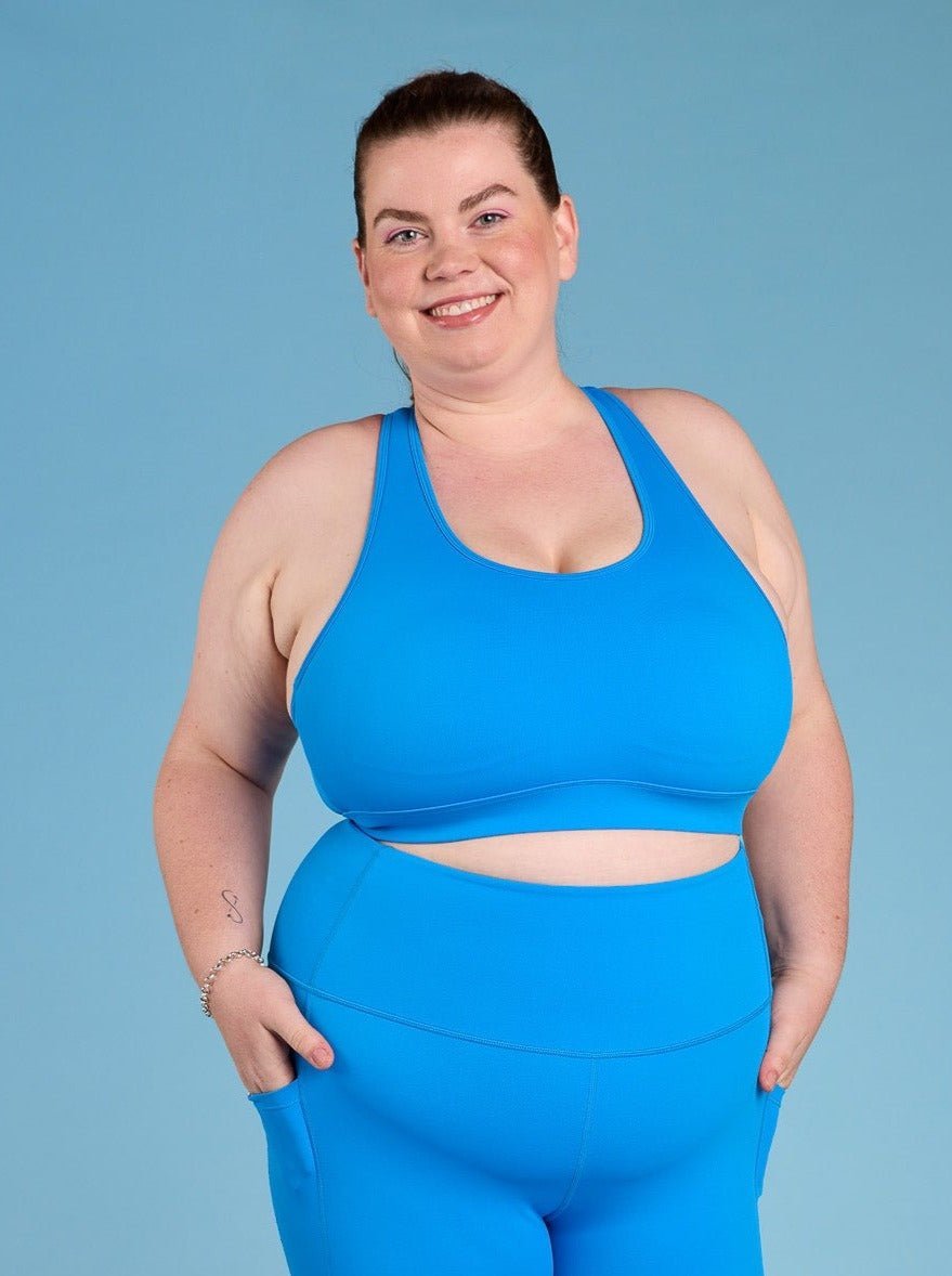 Cobalt Blue Ultimate Racerback Crop - plus size sports crop top