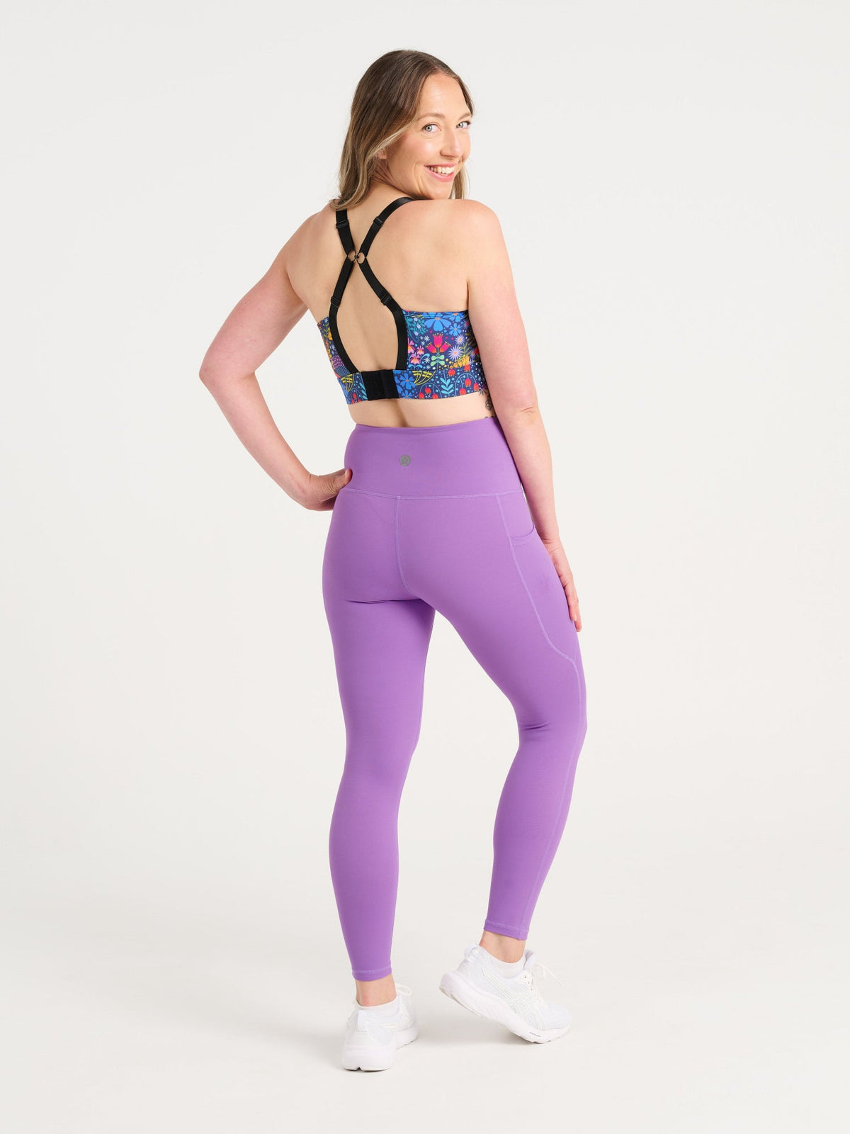Dusty Grape SleekFit Legging, 7/8-length, worn by Jen