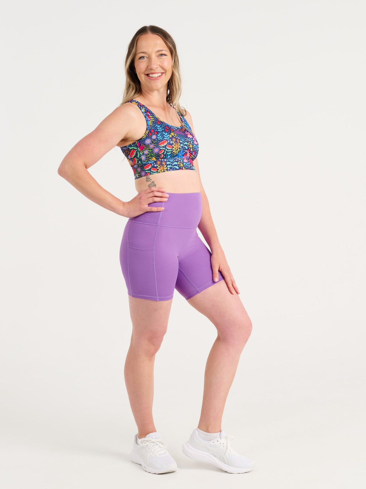 Dusty Grape SleekFit Shortie Bike Shorts, worn by Jen