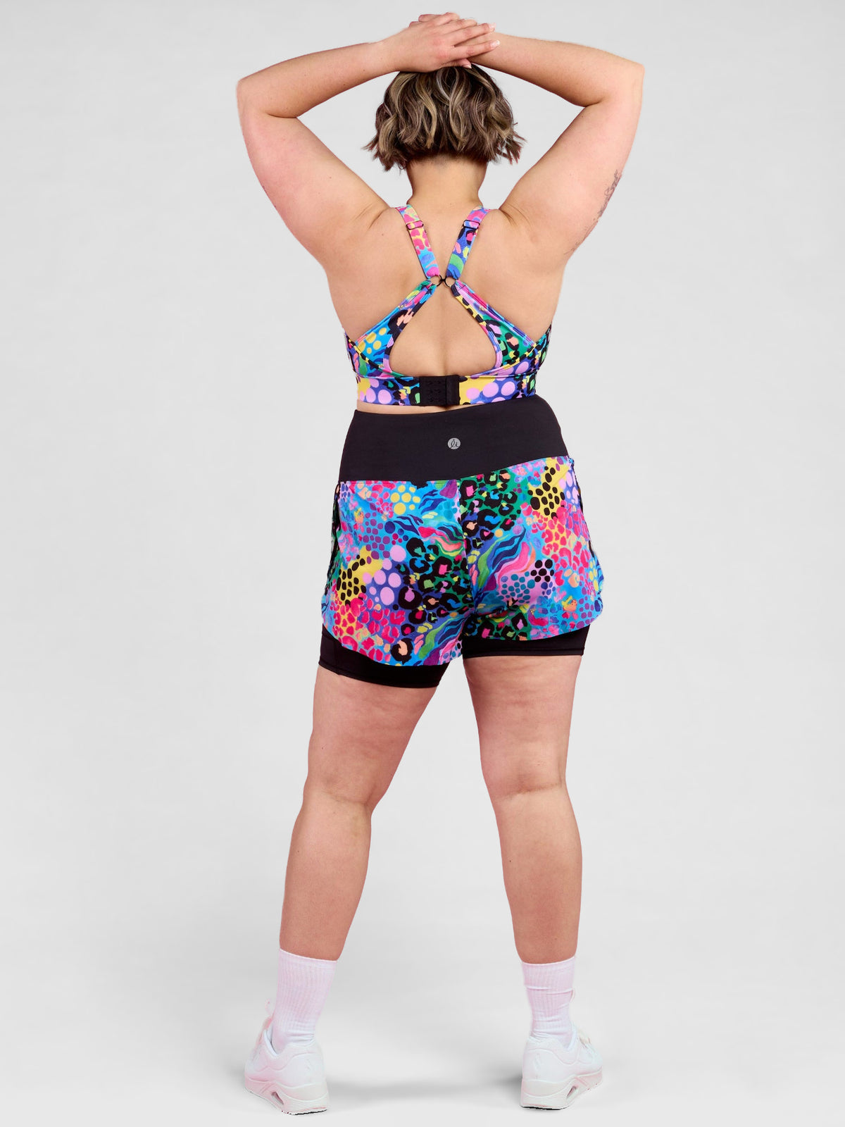 Electric Leopard 2-in-1 Running Shorts - high waisted short, worn by Steph