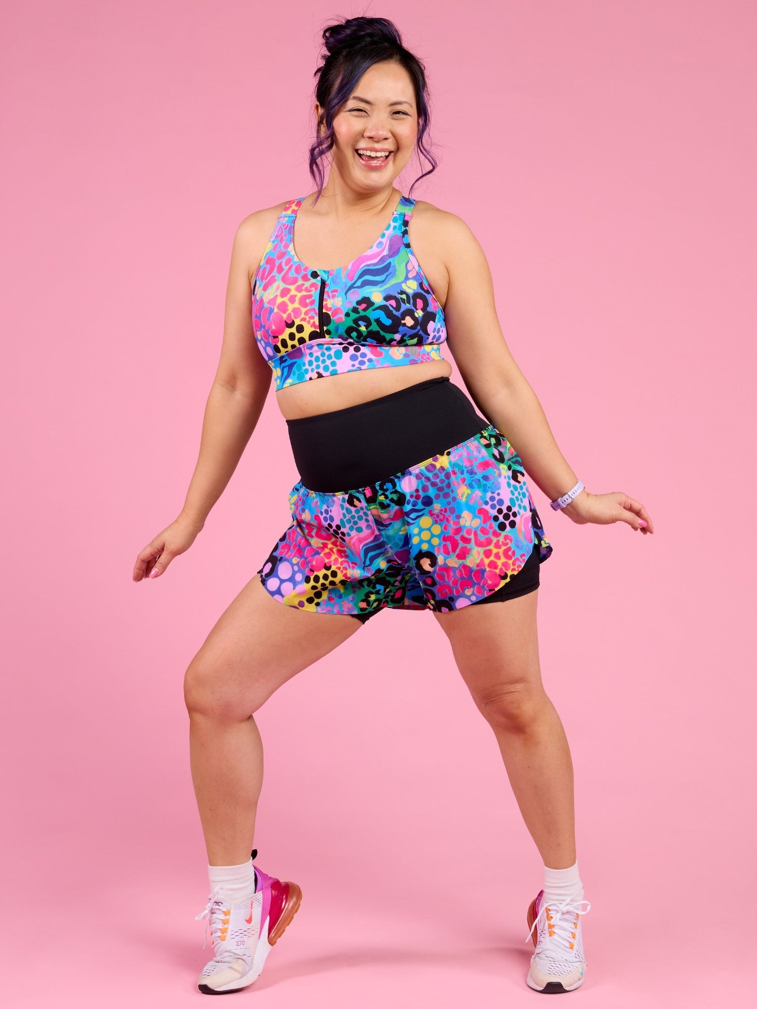 Electric Leopard 2-in-1 Running Shorts - sustainably made material
