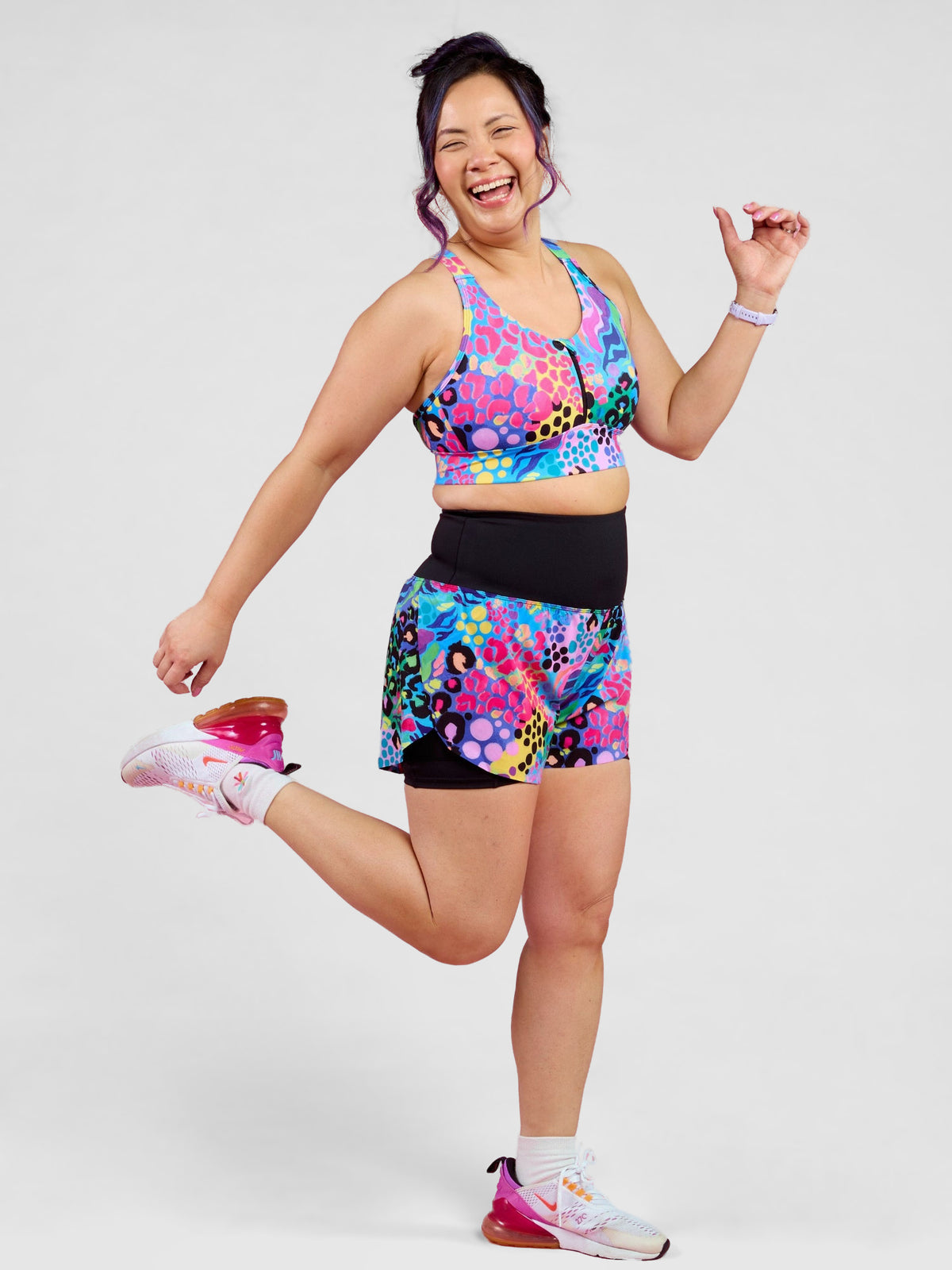 Electric Leopard 2-in-1 Running Shorts - running shorts with pockets, worn by Faye