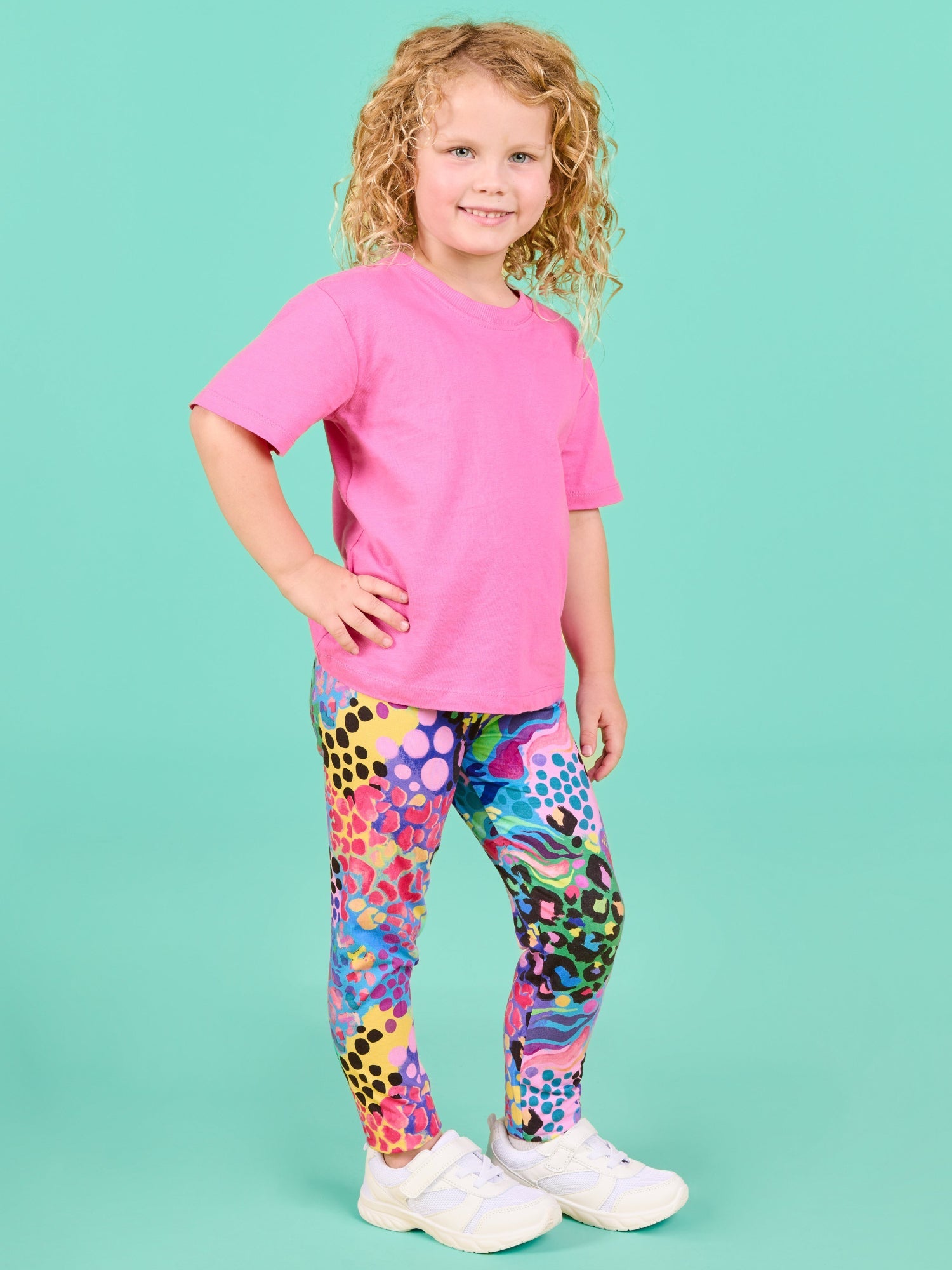 Electric Leopard - Bamboo Kids Leggings - Cozy childrens leggings, matching mum and daughter clothes