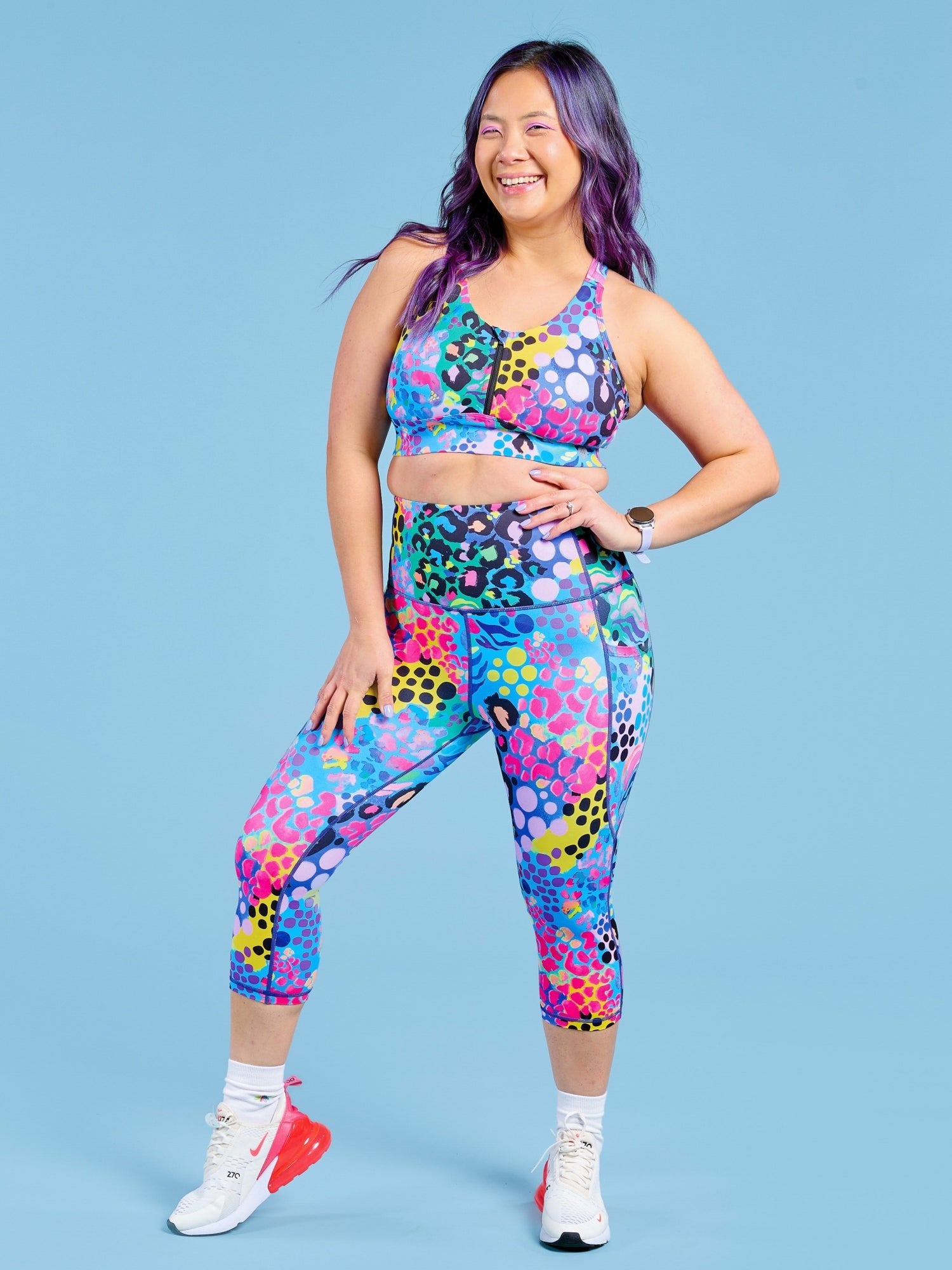 Electric Leopard Everyday Cropped Legging - 3/4 length - high waisted 3/4 capri leggings