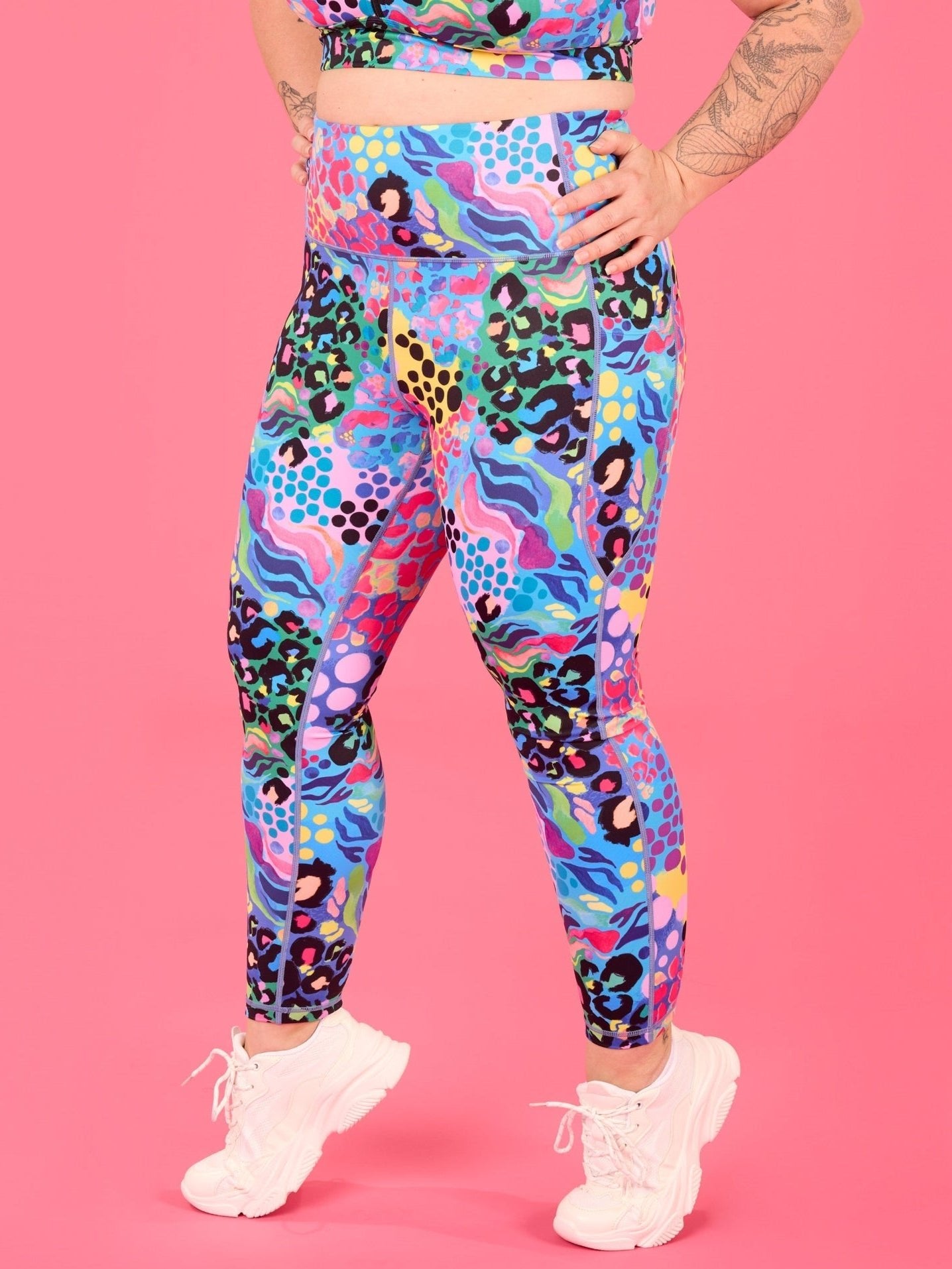 Electric Leopard Everyday Legging - 7/8 length - plus size squat proof gym leggings