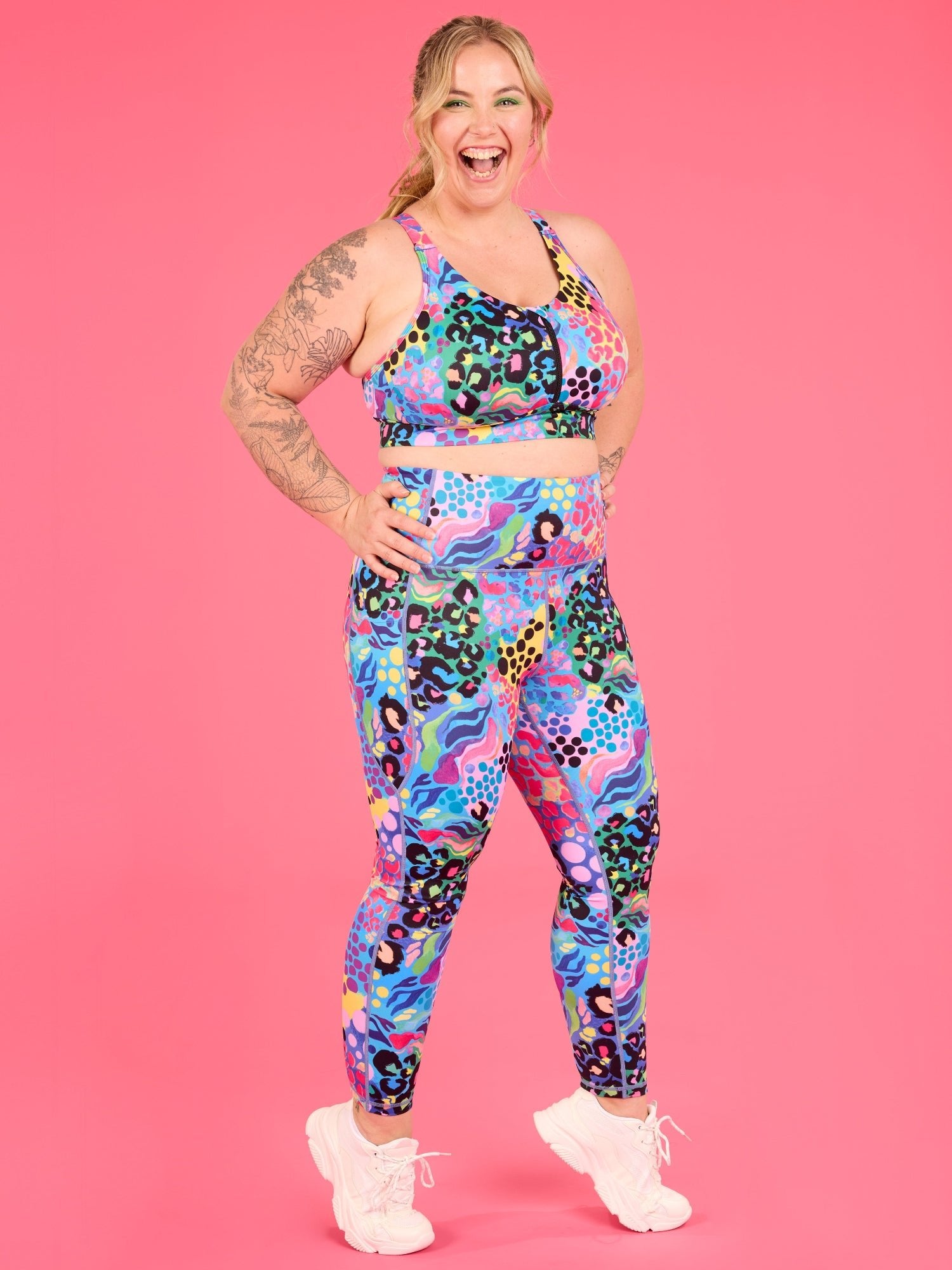 Electric Leopard Everyday Legging - 7/8 length - plus size squat proof gym leggings