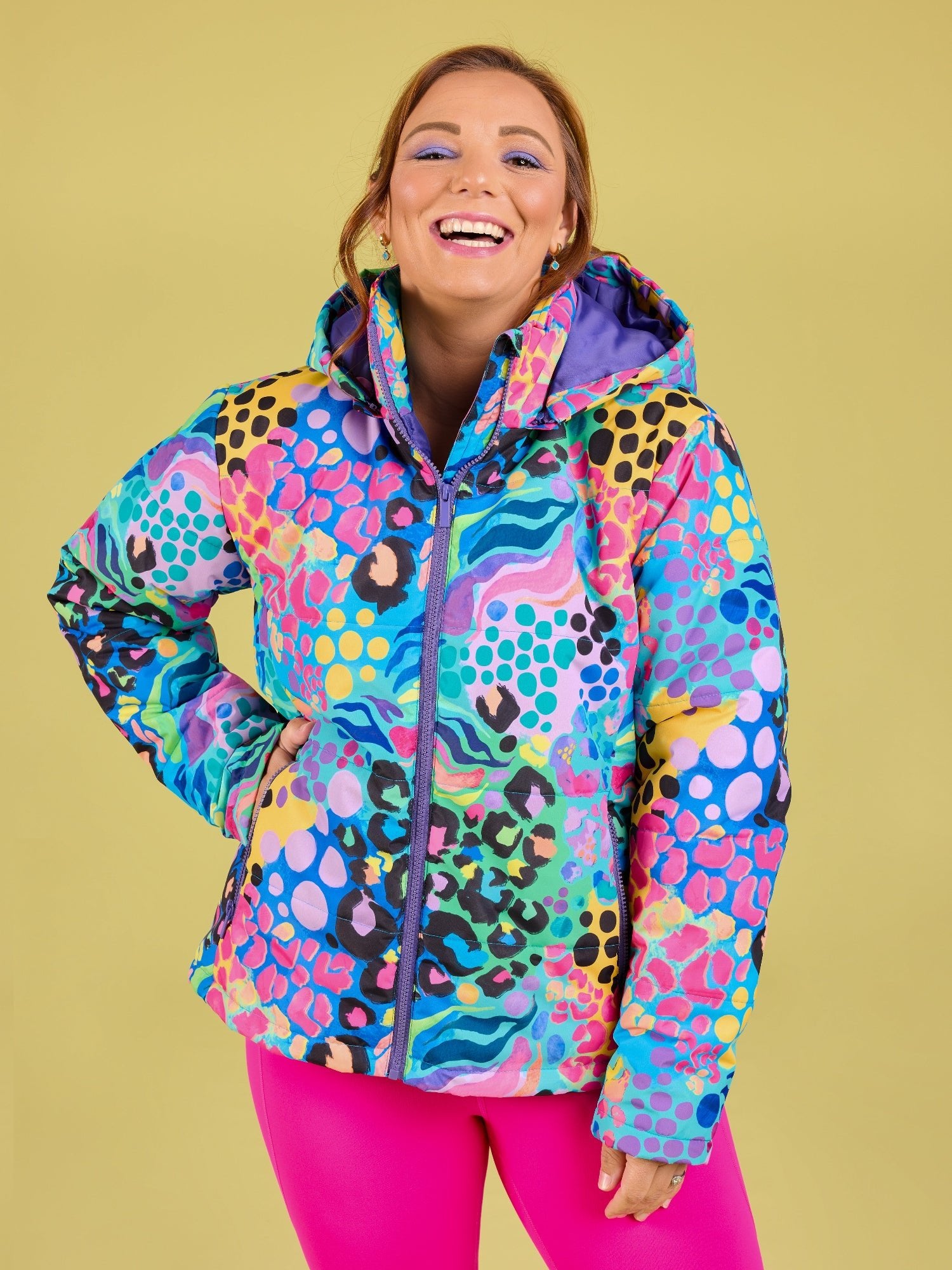 Women's Puffer Jacket Electric Leopard Mama Movement - Main Image