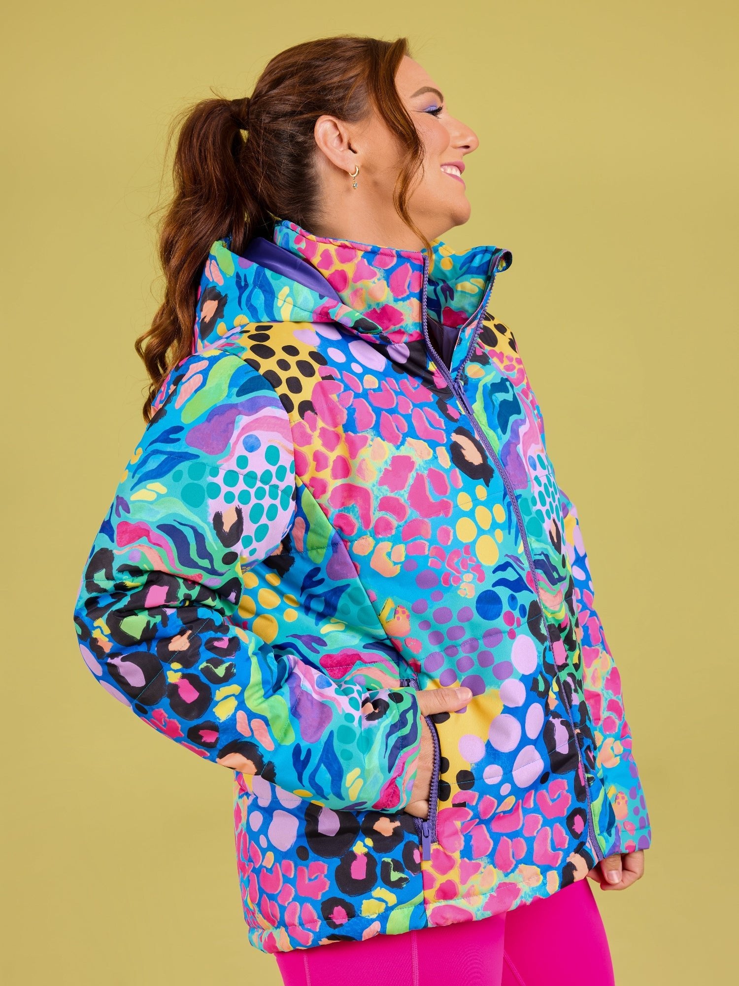 Electric Leopard Hooded Puffer Jacket