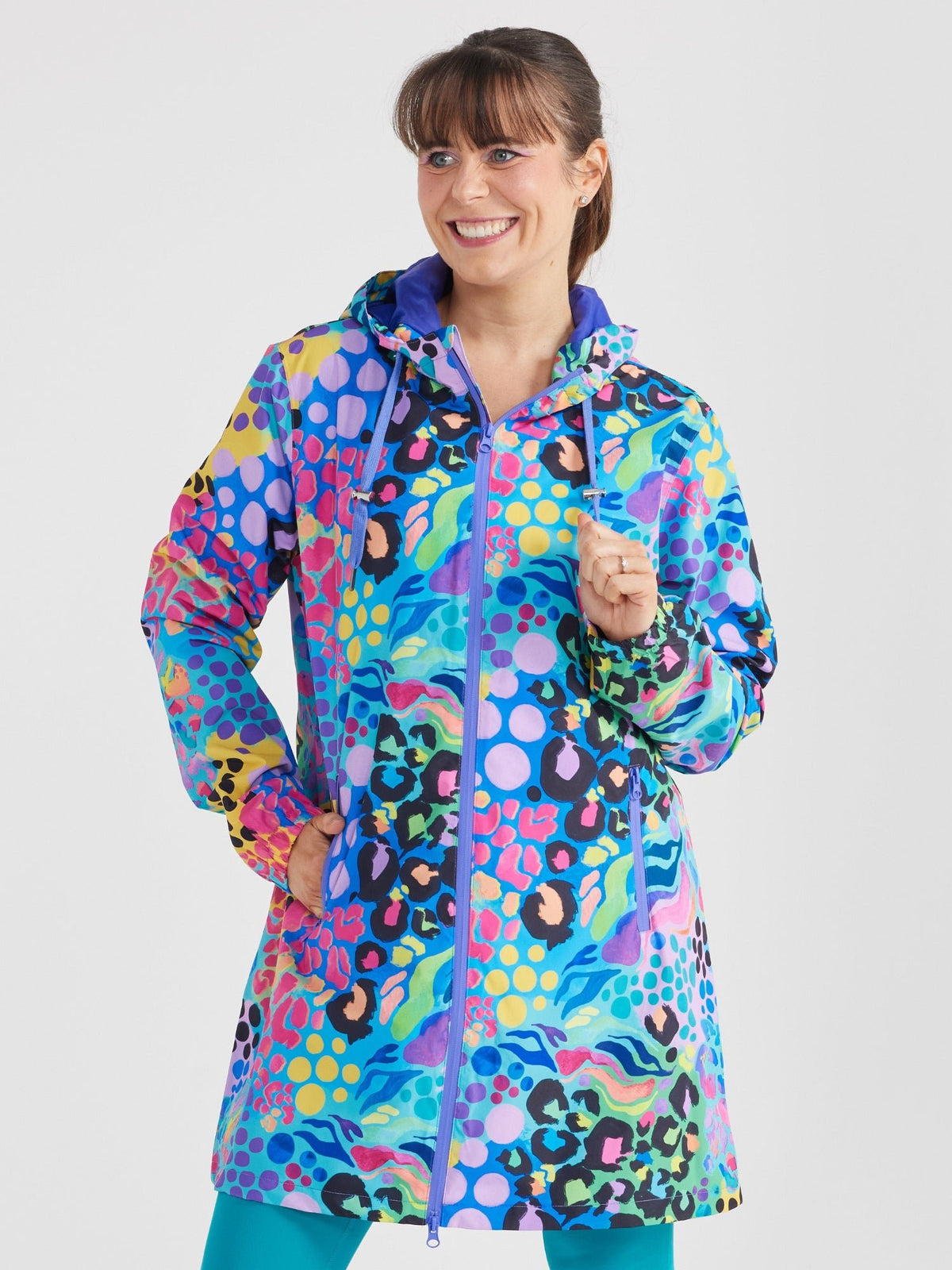 Electric Leopard Longline Raincoat