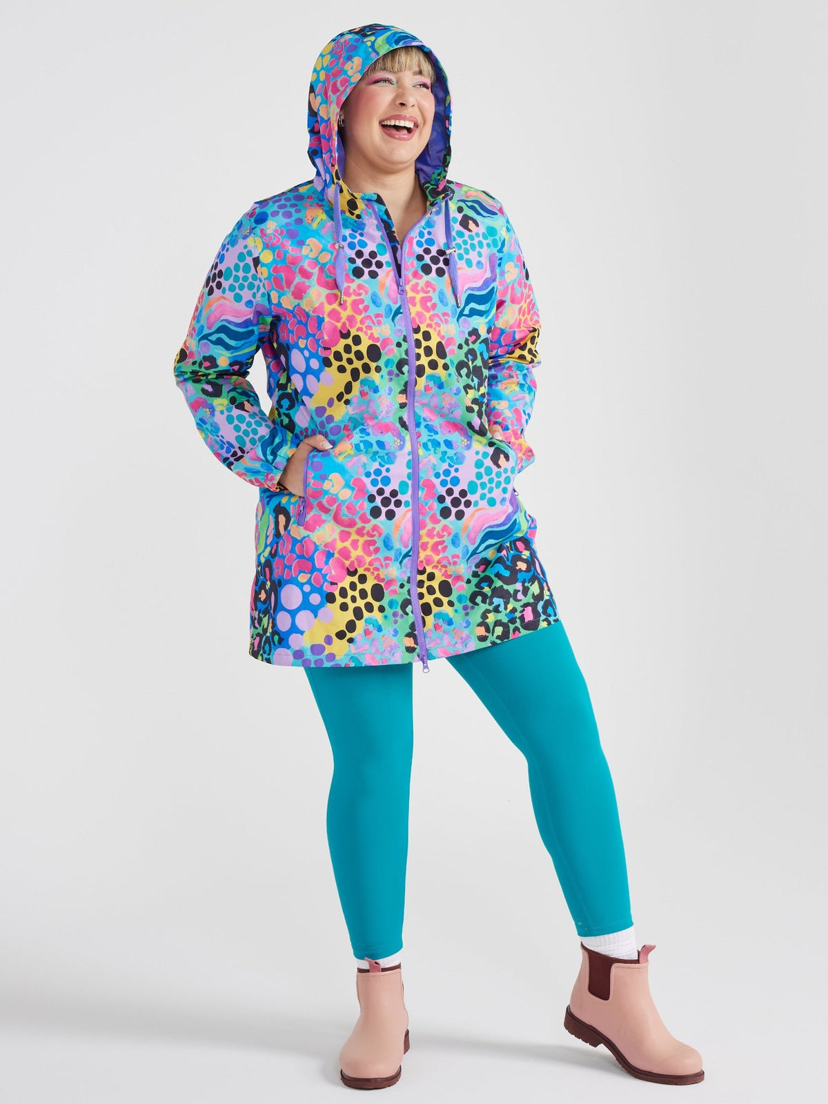 Electric Leopard Longline Raincoat