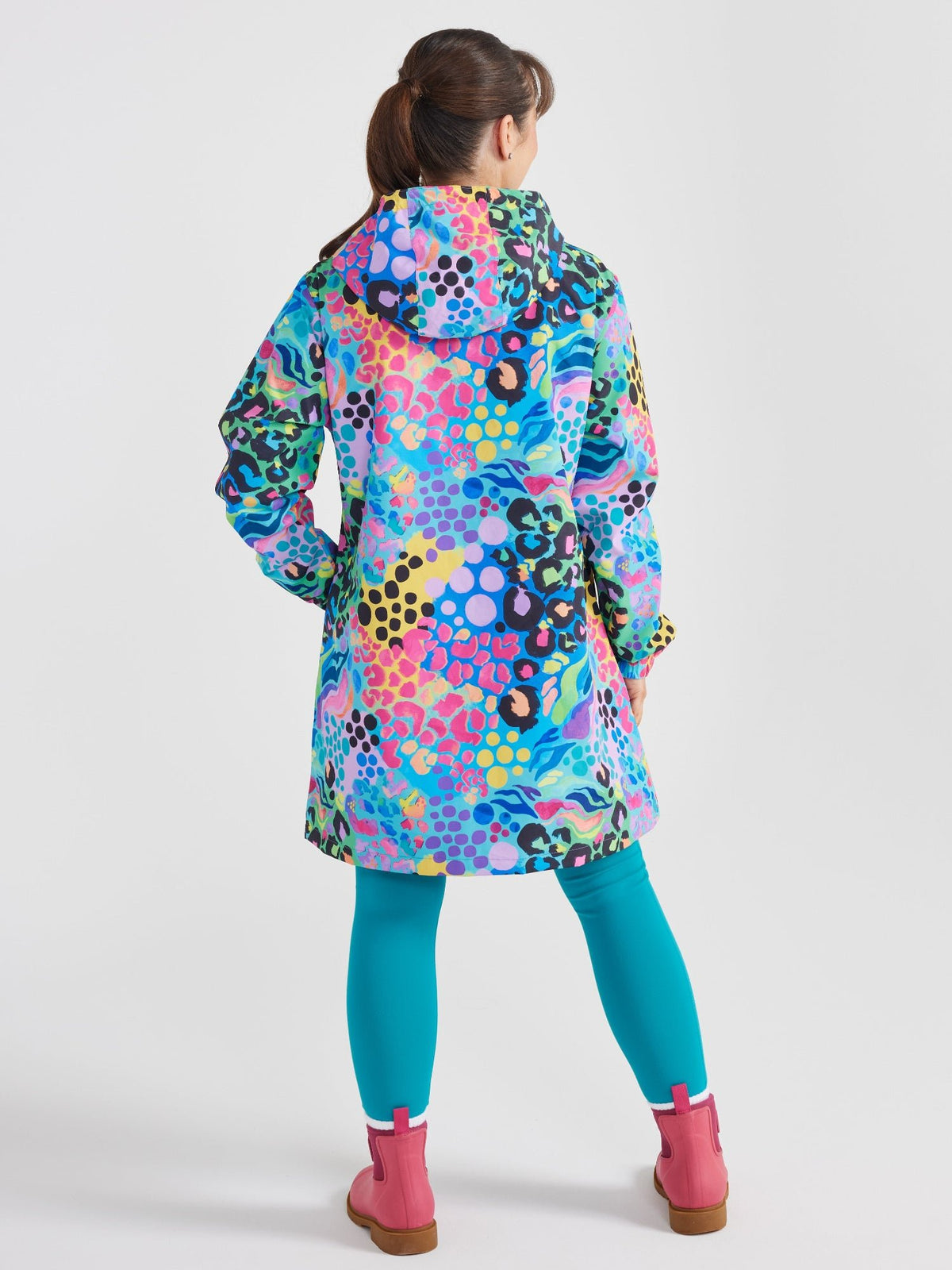 Electric Leopard Longline Raincoat
