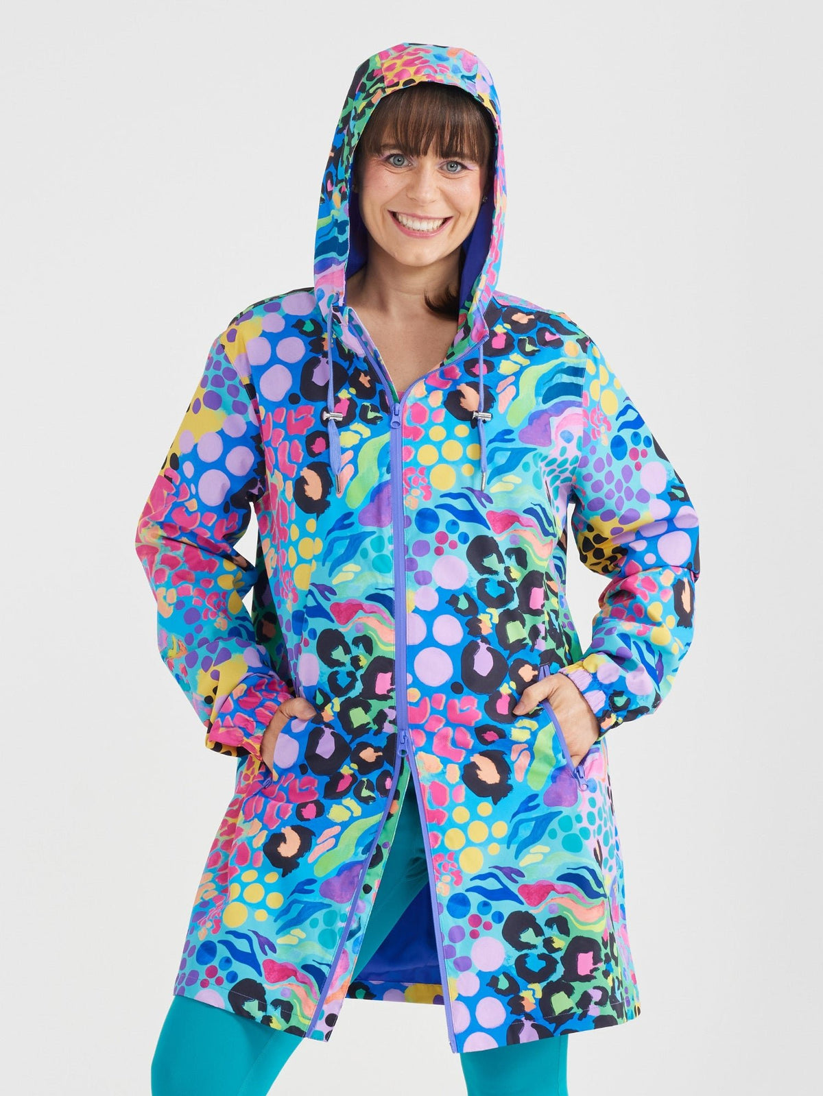 Electric Leopard Longline Raincoat