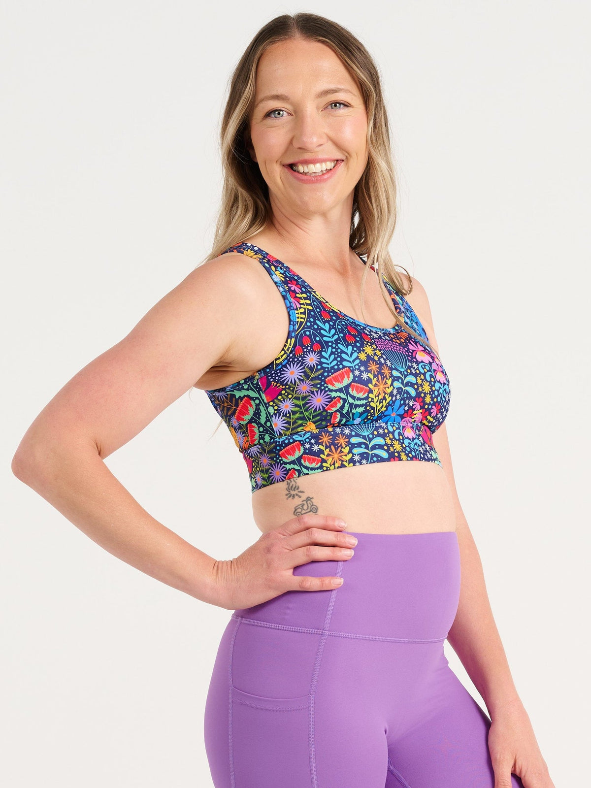 Ellie's Garden Liberty Hookback Crop, worn by Jen