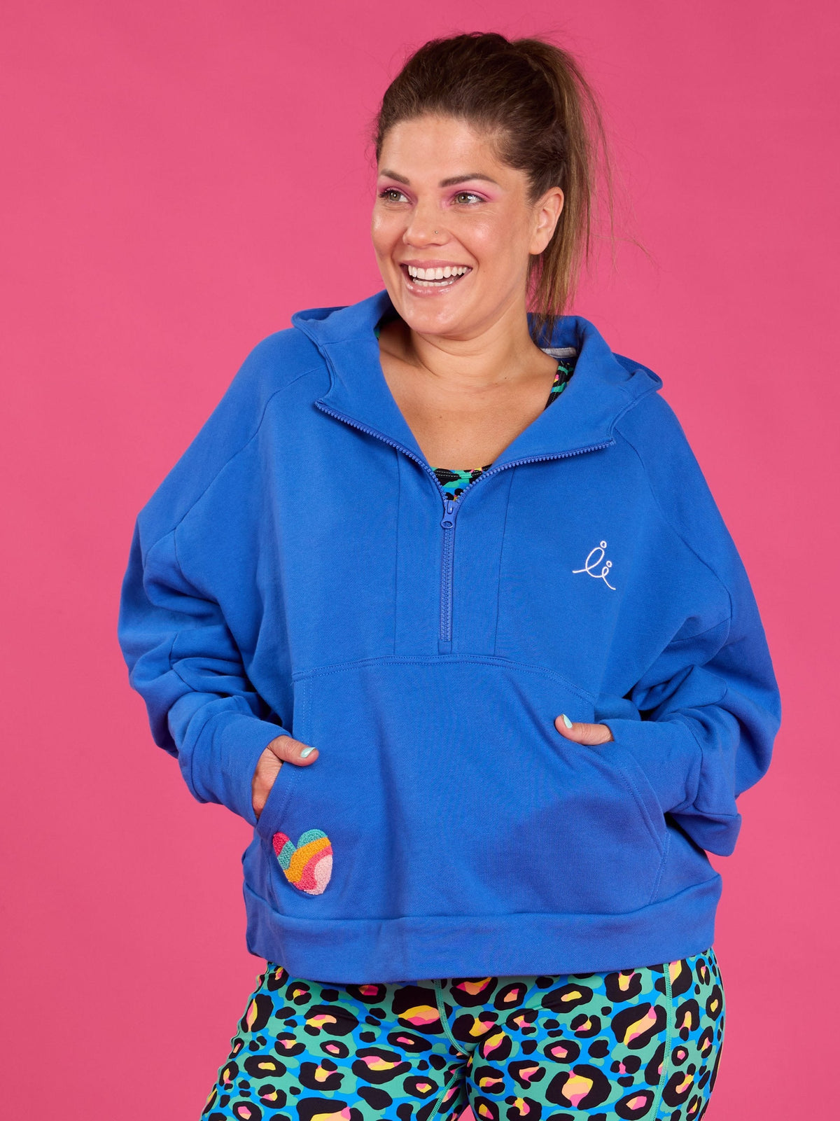 FlexiZip Hoodie - Royal Blue - royal blue half zip sweatshirt