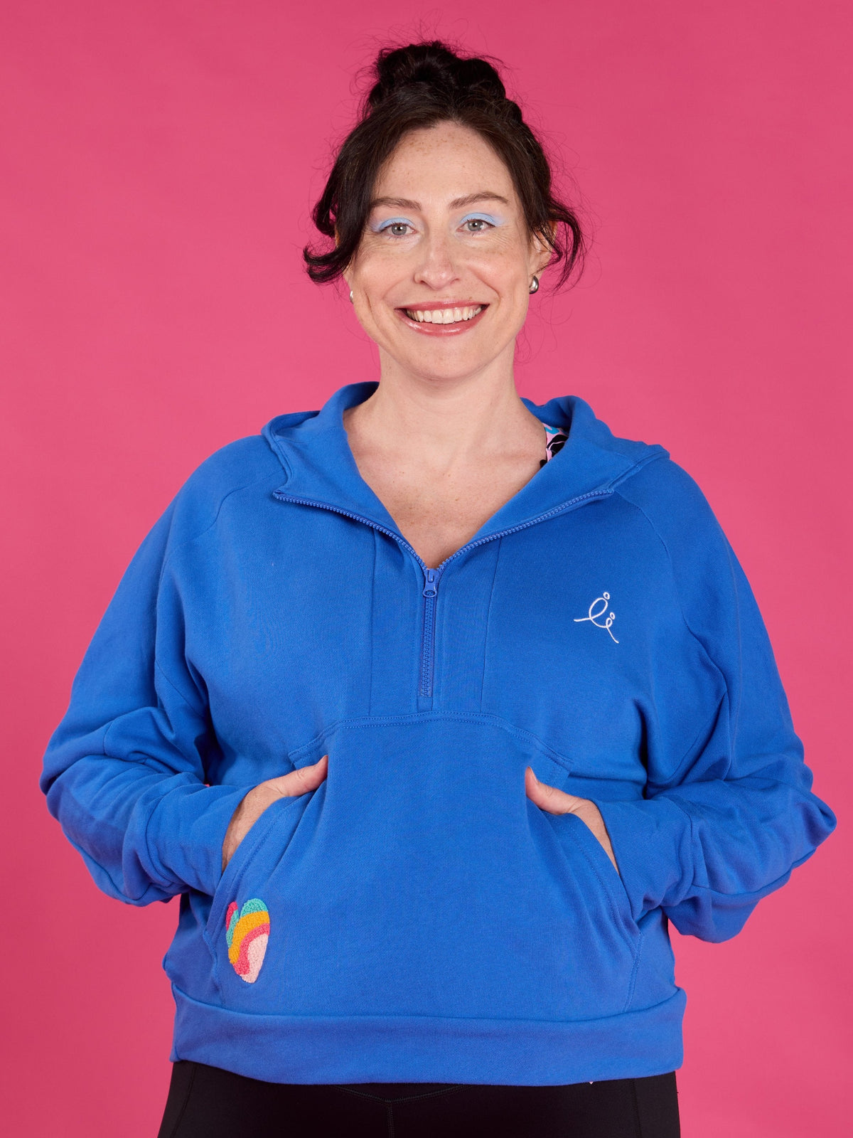 FlexiZip Hoodie - Royal Blue - Half Zip Sweat top with pockets