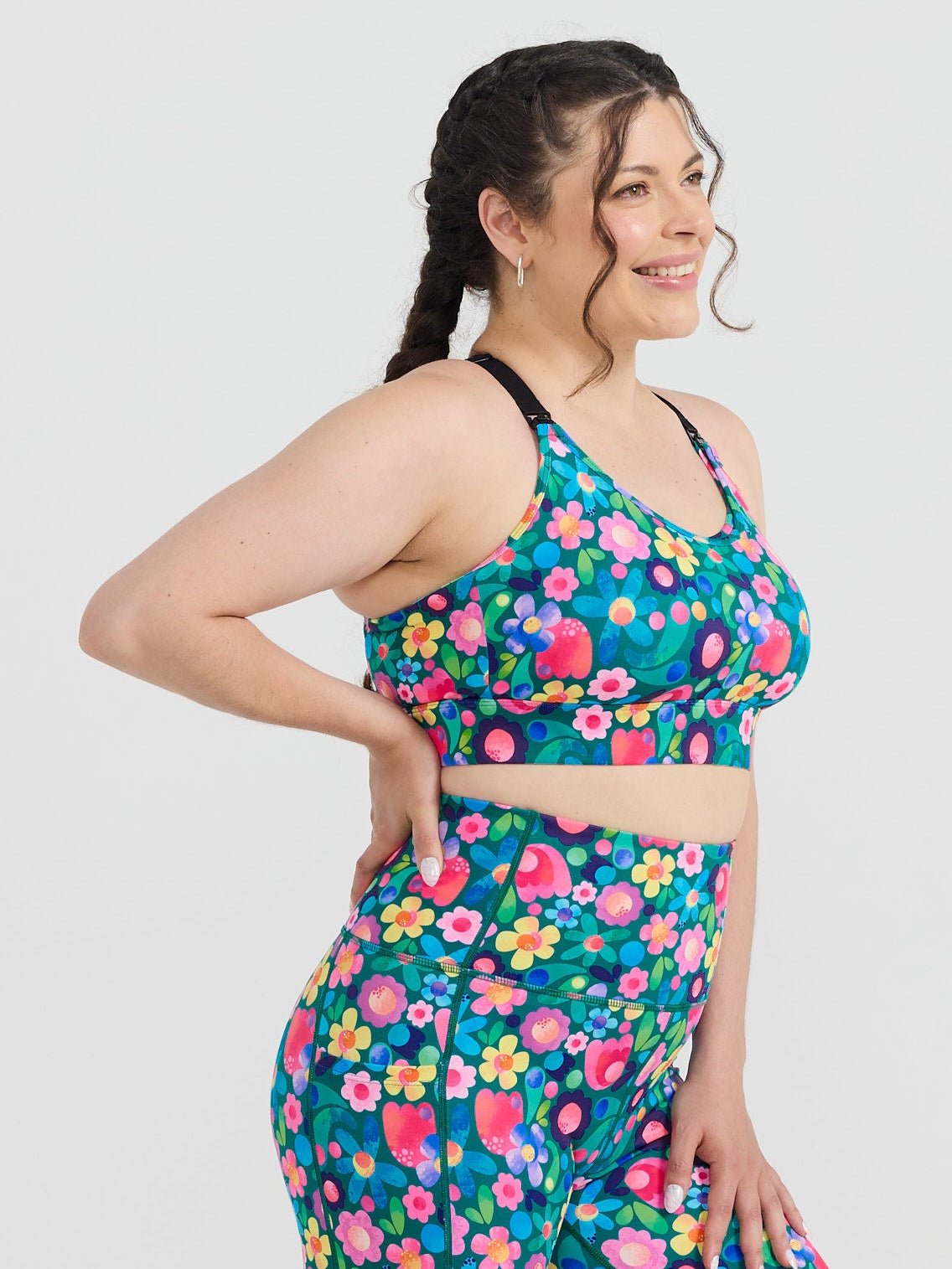 Floral Fields Miracle Nursing Sports Bra - easy access nursing bra with clips