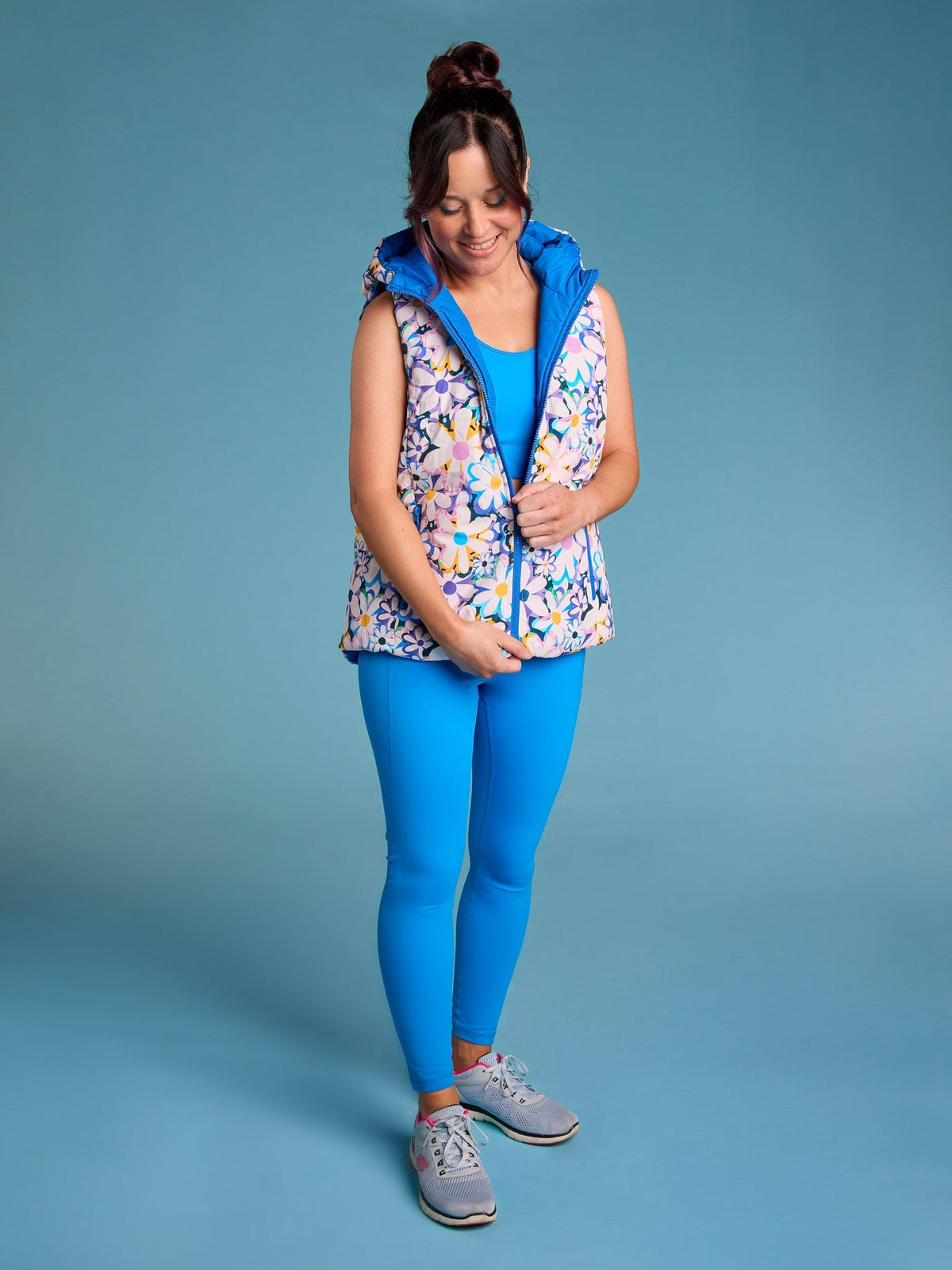 Garden Reef Reversible Hooded Puffer Vest- Adults - colourful reversible puffer vest petite women