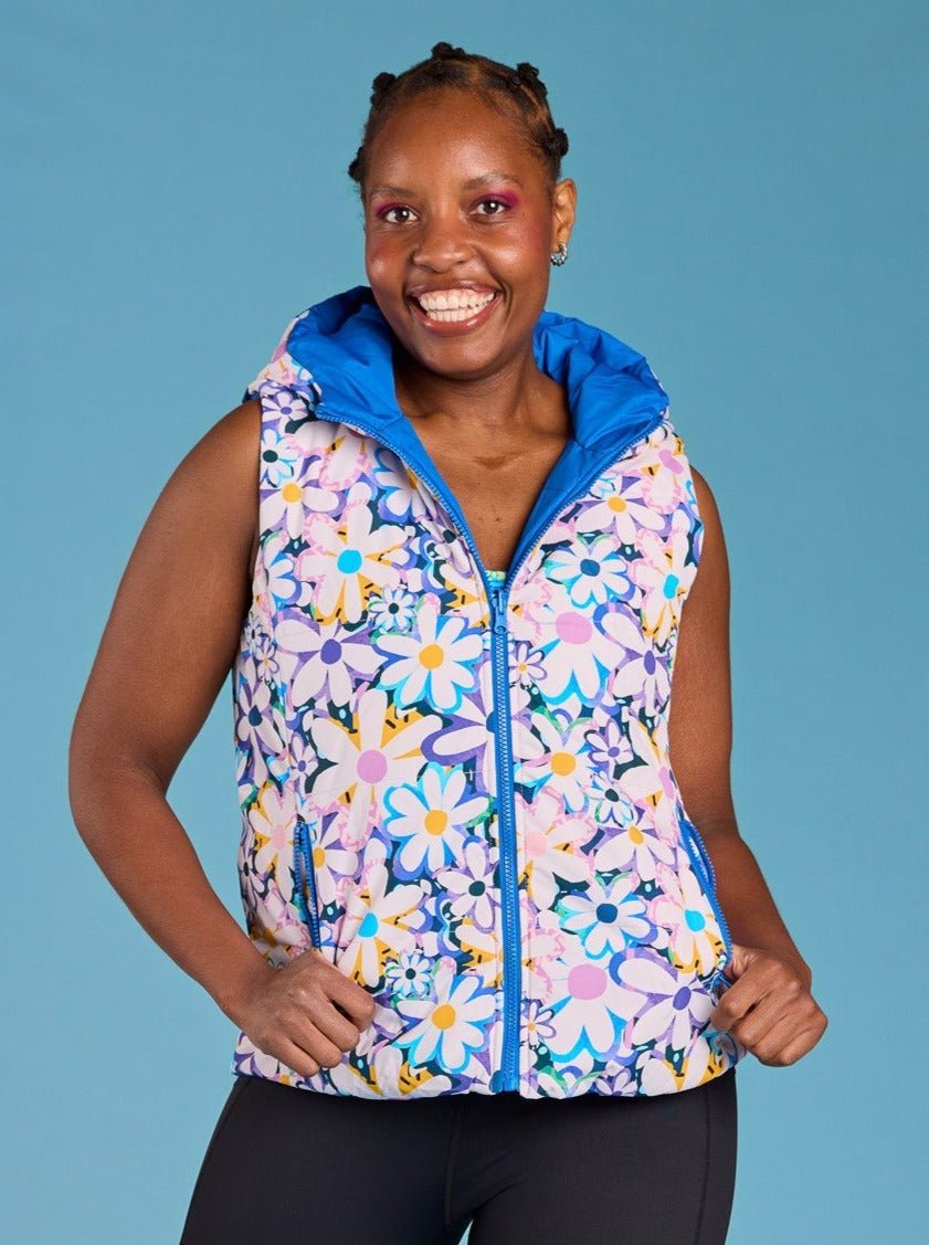 Floral puffer vest best sale